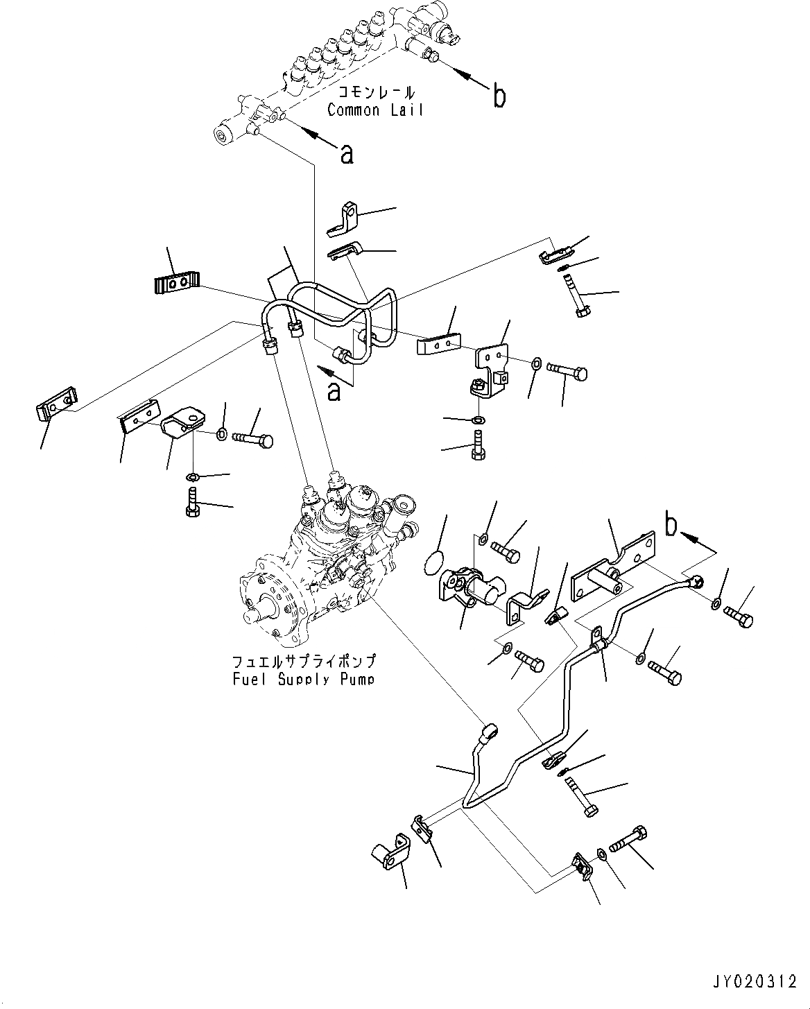Схема запчастей Komatsu SAA6D140E-6B - ТОПЛИВН. НАСОС, ТРУБЫ (№7-) ТОПЛИВН. НАСОС