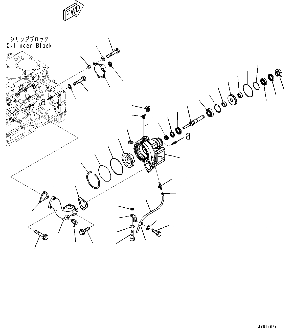 Схема запчастей Komatsu SAA6D140E-6B - ВОДЯНАЯ ПОМПА, ВНУТР. ЧАСТИ (№7-) ВОДЯНАЯ ПОМПА