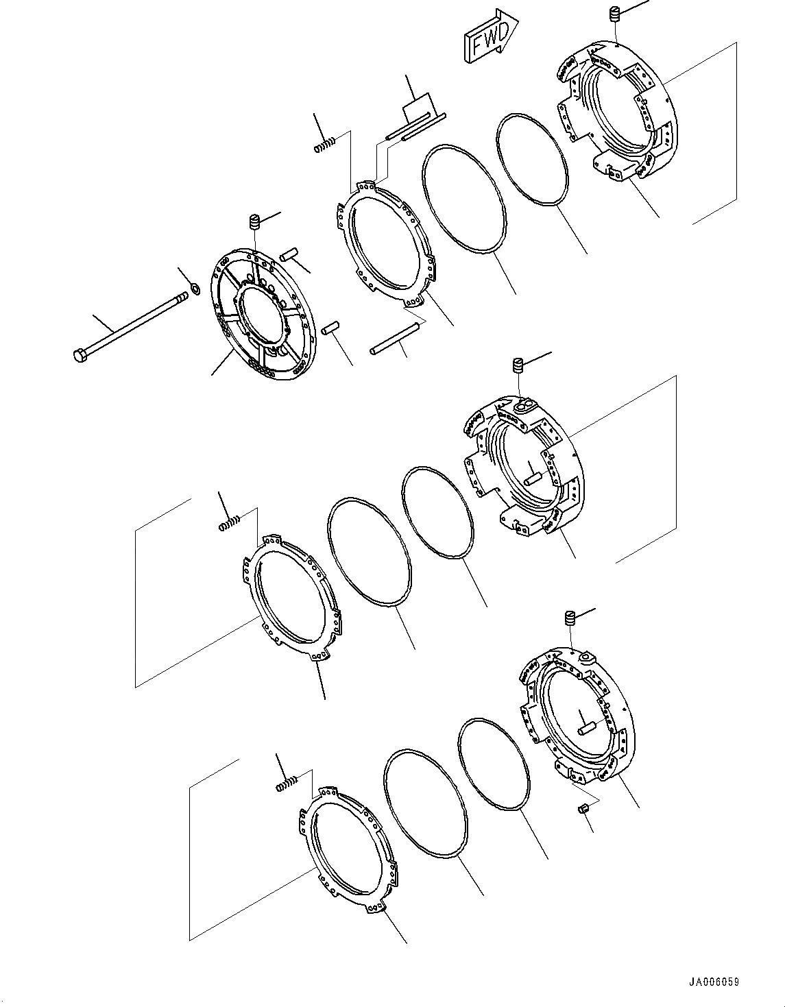 Схема запчастей Komatsu WA1200-6 - ГИДРОТРАНСФОРМАТОР И ТРАНСМИССИЯ, 3, ПЕРЕД. И КОЖУХ РЕВЕРСА (№-) ГИДРОТРАНСФОРМАТОР И ТРАНСМИССИЯ