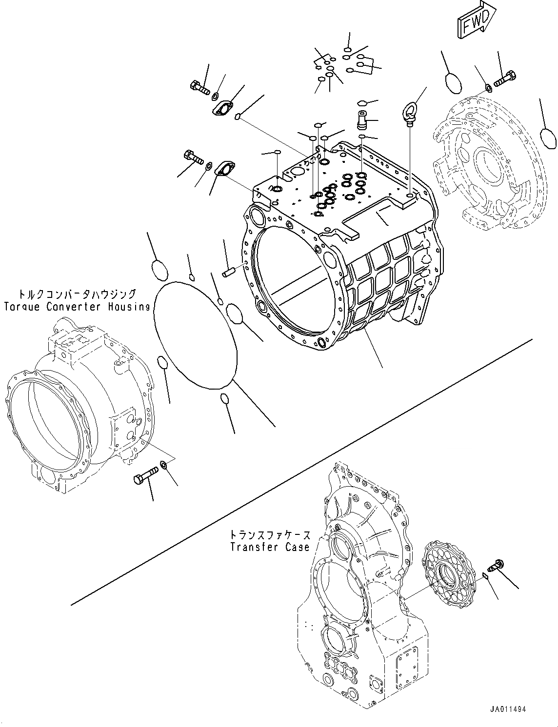 Схема запчастей Komatsu WA1200-6 - ГИДРОТРАНСФОРМАТОР И ТРАНСМИССИЯ, КОРПУС ТРАНСМИССИИ (№()-) ГИДРОТРАНСФОРМАТОР И ТРАНСМИССИЯ