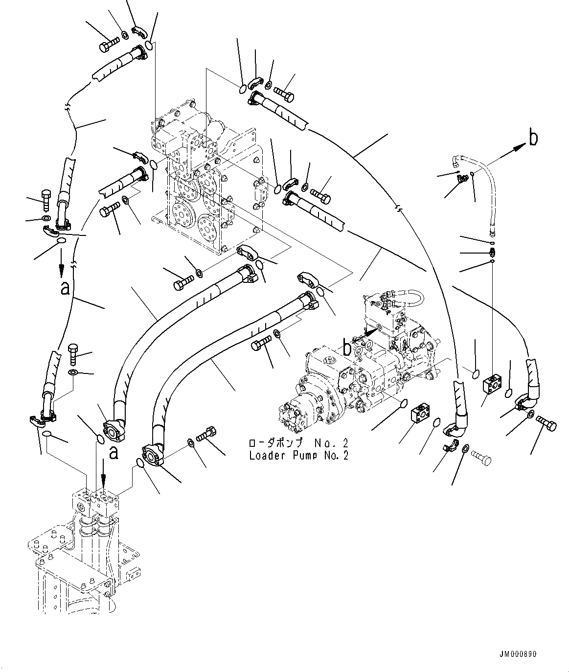 Схема запчастей Komatsu WA1200-6 - ГИДРОЛИНИЯ, ЗАДН. ПОГРУЗ. НАСОС ТРУБЫ (/) (№-) ГИДРОЛИНИЯ