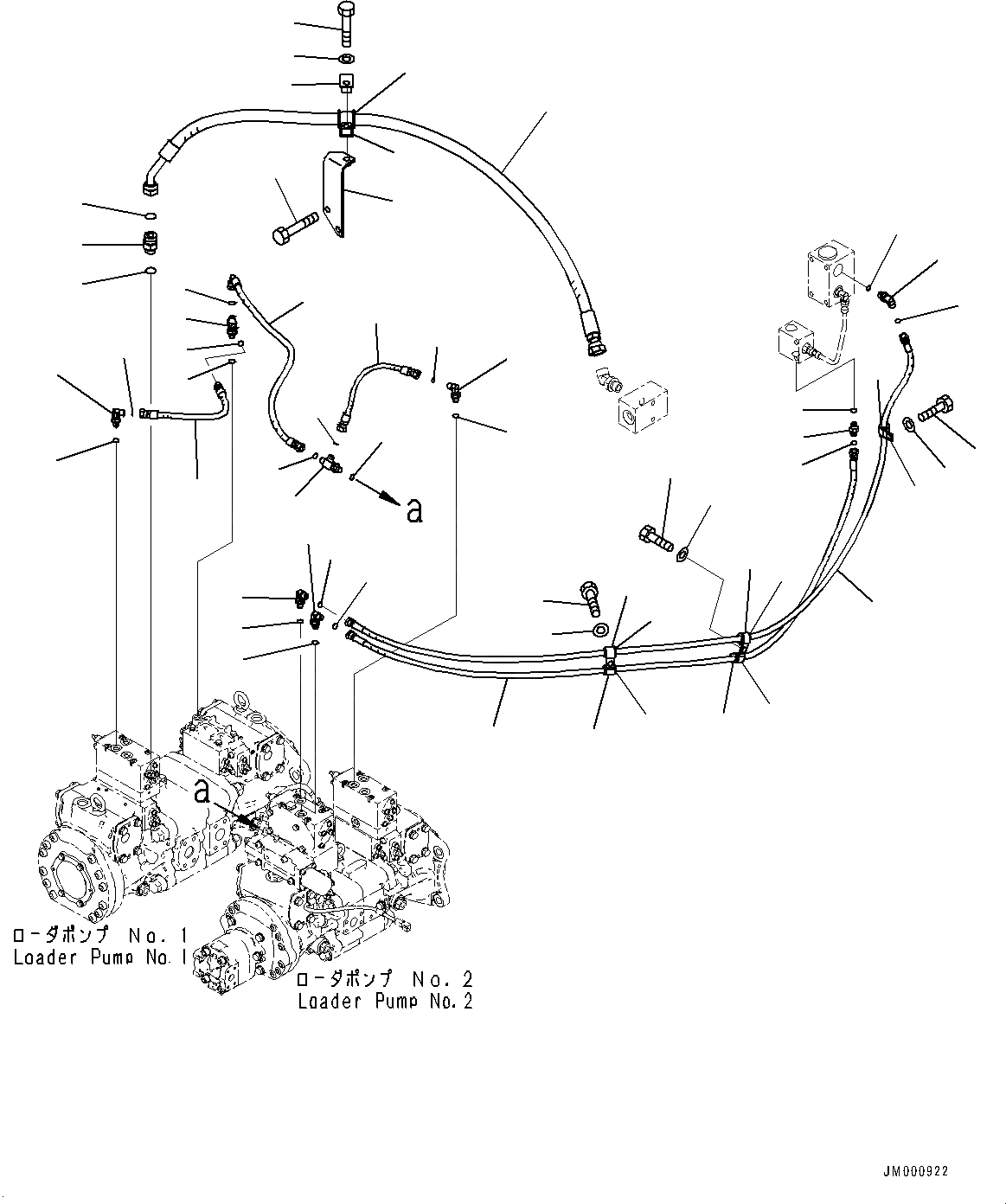 Схема запчастей Komatsu WA1200-6 - ГИДРОЛИНИЯ, ГЛАВН. КЛАПАН УПРАВЛ-Е ТРУБЫ (/) (№-) ГИДРОЛИНИЯ