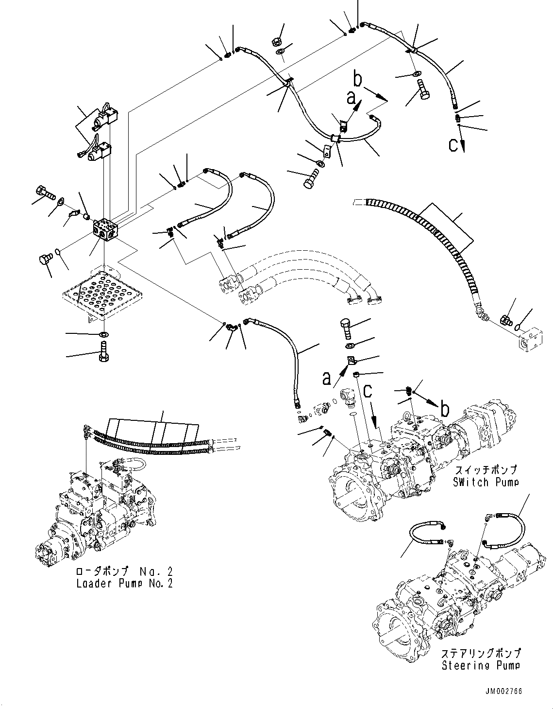 Схема запчастей Komatsu WA1200-6 - ГИДРОЛИНИЯ, ГЛАВН. КЛАПАН УПРАВЛ-Е ТРУБЫ (/) (№-) ГИДРОЛИНИЯ