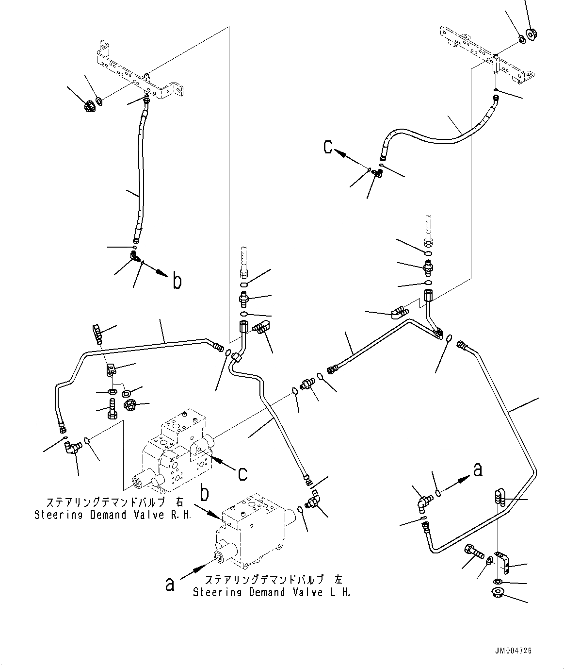 Схема запчастей Komatsu WA1200-6 - РУЛЕВ. УПРАВЛЕНИЕ ГИДРОЛИНИЯ, ГЛАВН. КЛАПАН УПРАВЛ-Е ТРУБЫ (/) (№-) РУЛЕВ. УПРАВЛЕНИЕ ГИДРОЛИНИЯ