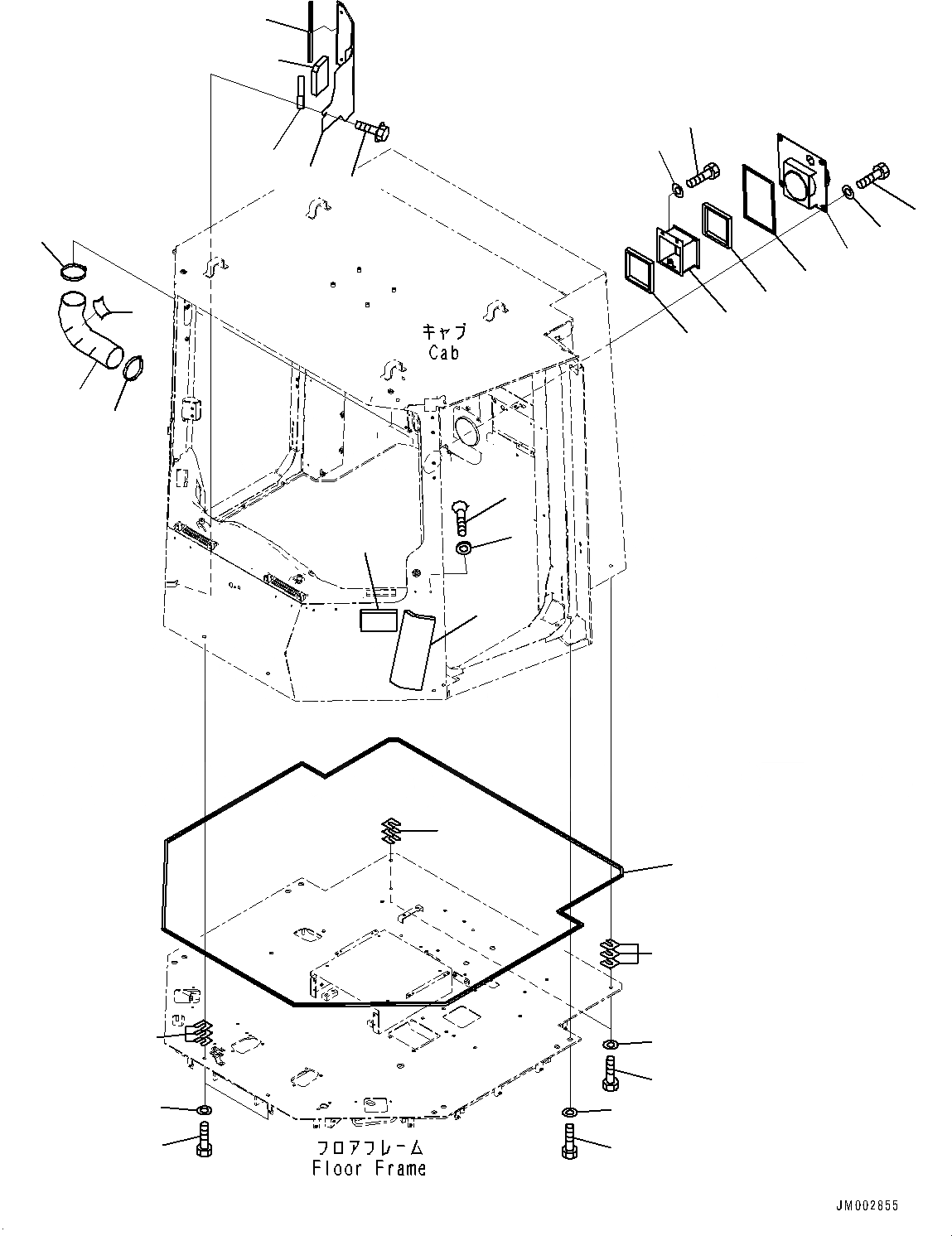 Схема запчастей Komatsu WA1200-6 - КАБИНА, ВОЗДУХООЧИСТИТЕЛЬ ВОЗДУХОВОДЫ (№-) КАБИНА