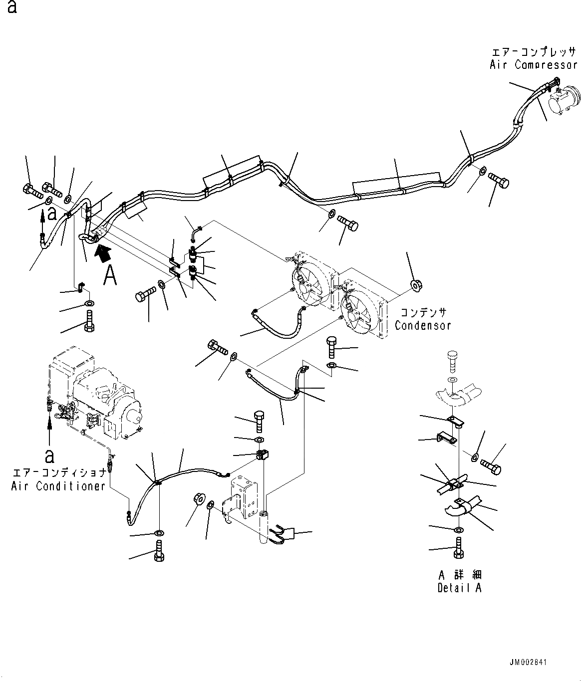Схема запчастей Komatsu WA1200-6 - КОНДИЦ. ВОЗДУХА КОМПРЕССОР КРЕПЛЕНИЕ И ПАТРУБКИ, ТРУБКИ КОНДИЦИОНЕРА (/) (№-) КОНДИЦ. ВОЗДУХА КОМПРЕССОР КРЕПЛЕНИЕ И ПАТРУБКИ