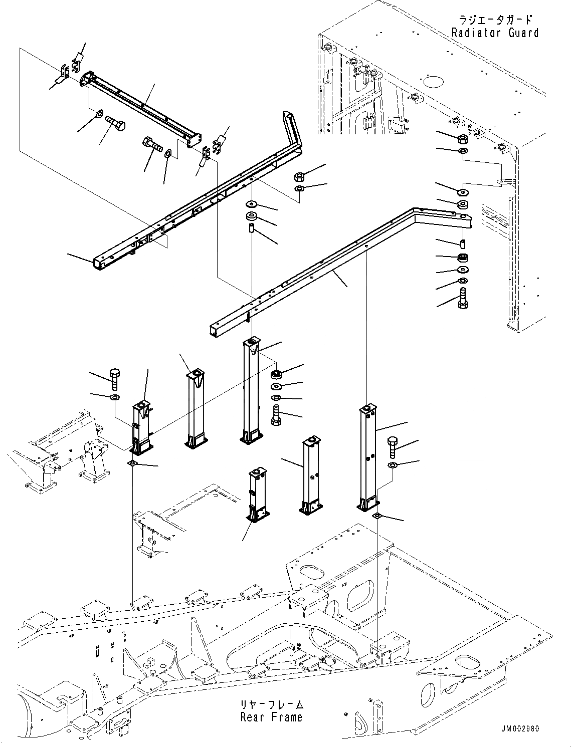 Схема запчастей Komatsu WA1200-6 - ЗАЩИТА РАДИАТОРА AND КАПОТ, БОКОВ. КРЫШКА (/) (№-) ЗАЩИТА РАДИАТОРА AND КАПОТ