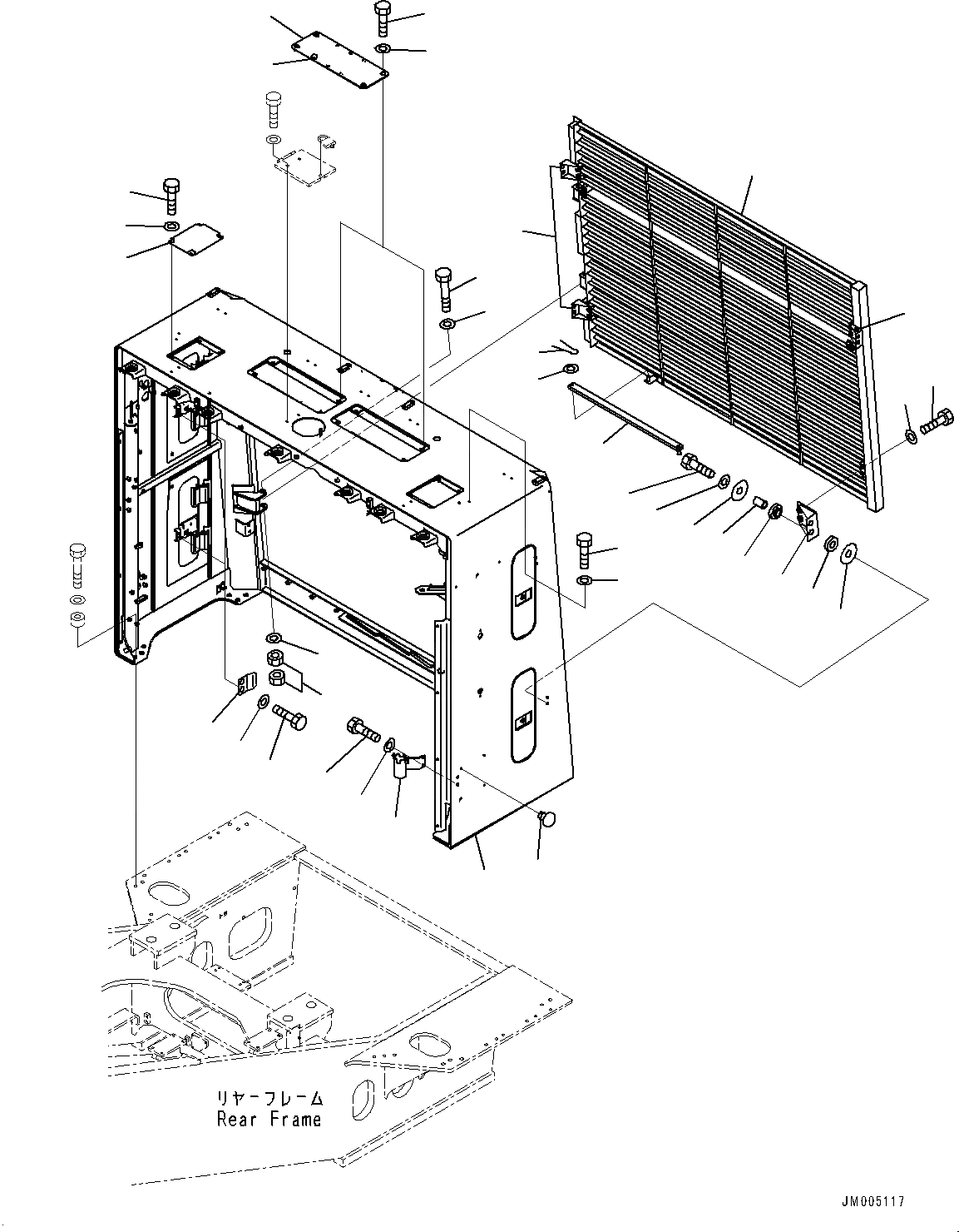 Схема запчастей Komatsu WA1200-6 - ЗАЩИТА РАДИАТОРА AND КАПОТ, ЗАЩИТА РАДИАТОРА (/) (№-) ЗАЩИТА РАДИАТОРА AND КАПОТ