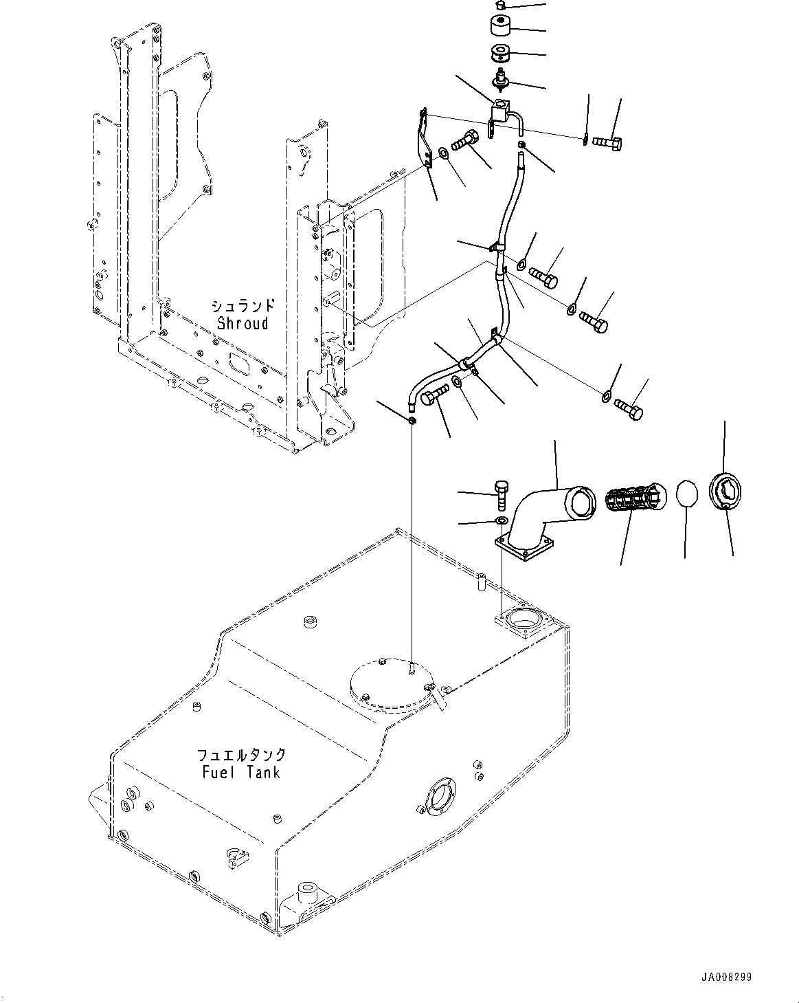 Схема запчастей Komatsu GD755-5R - ТОПЛИВН. ПОДАЮЩ. ТРУБЫ, ТОПЛИВН. БАК. КОМПОНЕНТЫ (№-) ТОПЛИВН. ПОДАЮЩ. ТРУБЫ