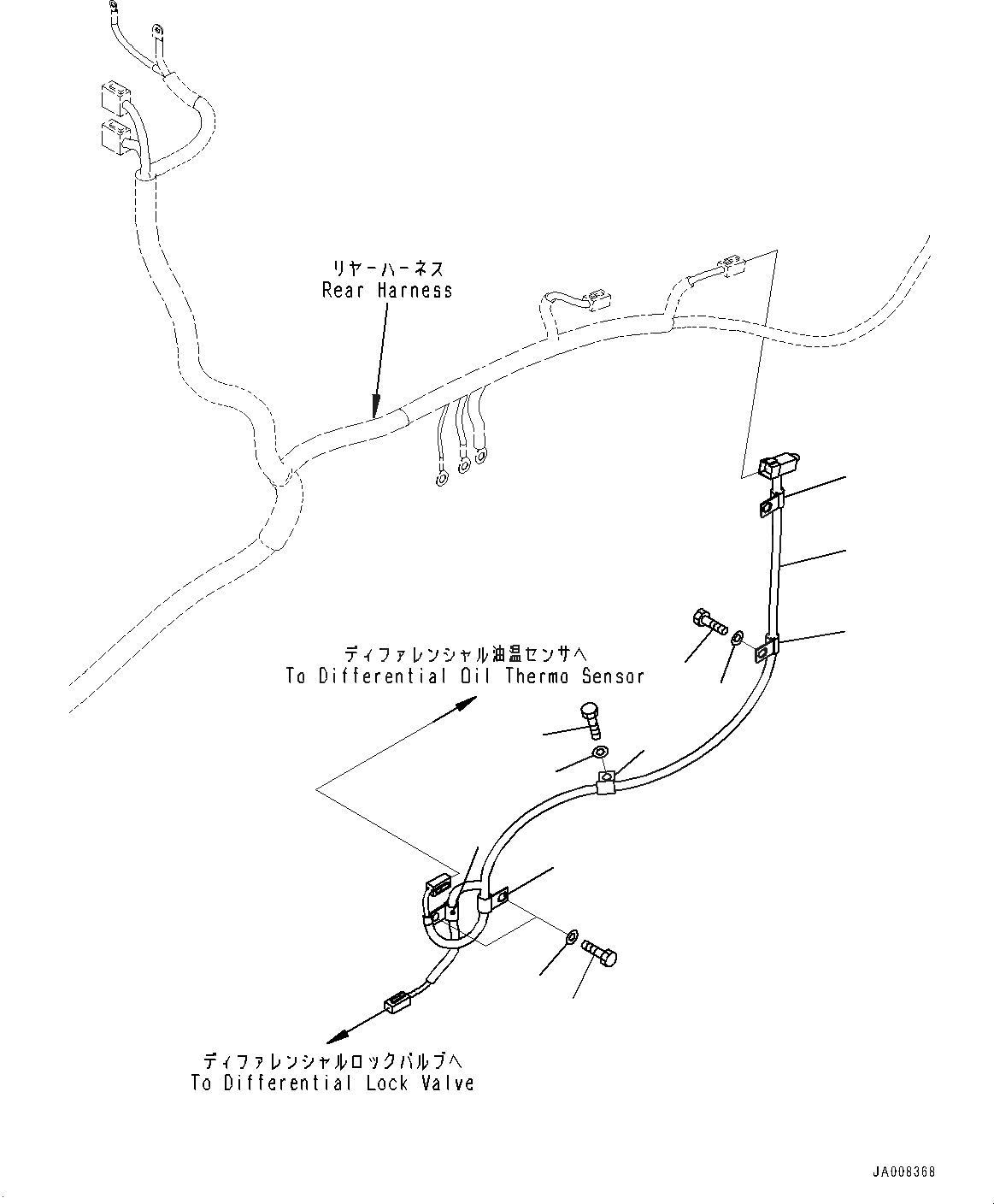 Схема запчастей Komatsu GD755-5R - ЗАДН. ЭЛЕКТРИЧ. ПРОВОДКА, бЛОК. ДИФФЕРЕНЦИАЛА ПРОВОДКА (№-) ЗАДН. ЭЛЕКТРИЧ. ПРОВОДКА