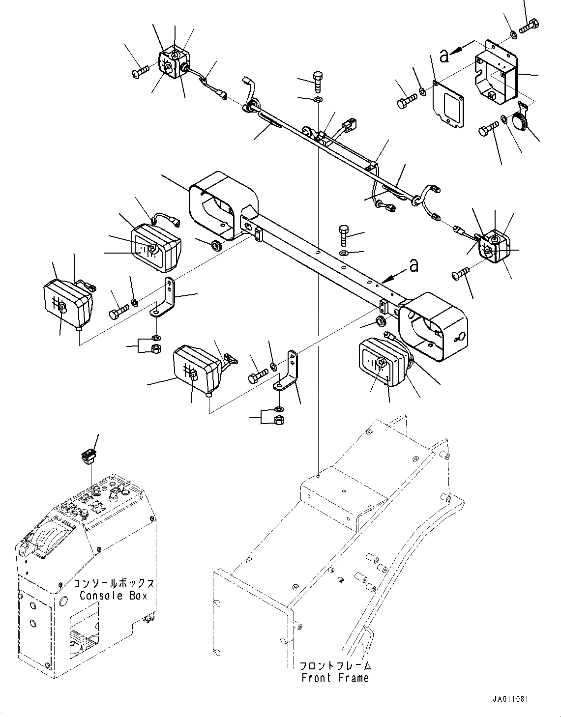 Схема запчастей Komatsu GD755-5R - ПЕРЕДН. ОСВЕЩЕНИЕ (№-) ПЕРЕДН. ОСВЕЩЕНИЕ, С ПРОТИВОТУМАНН. ФАРАМИ