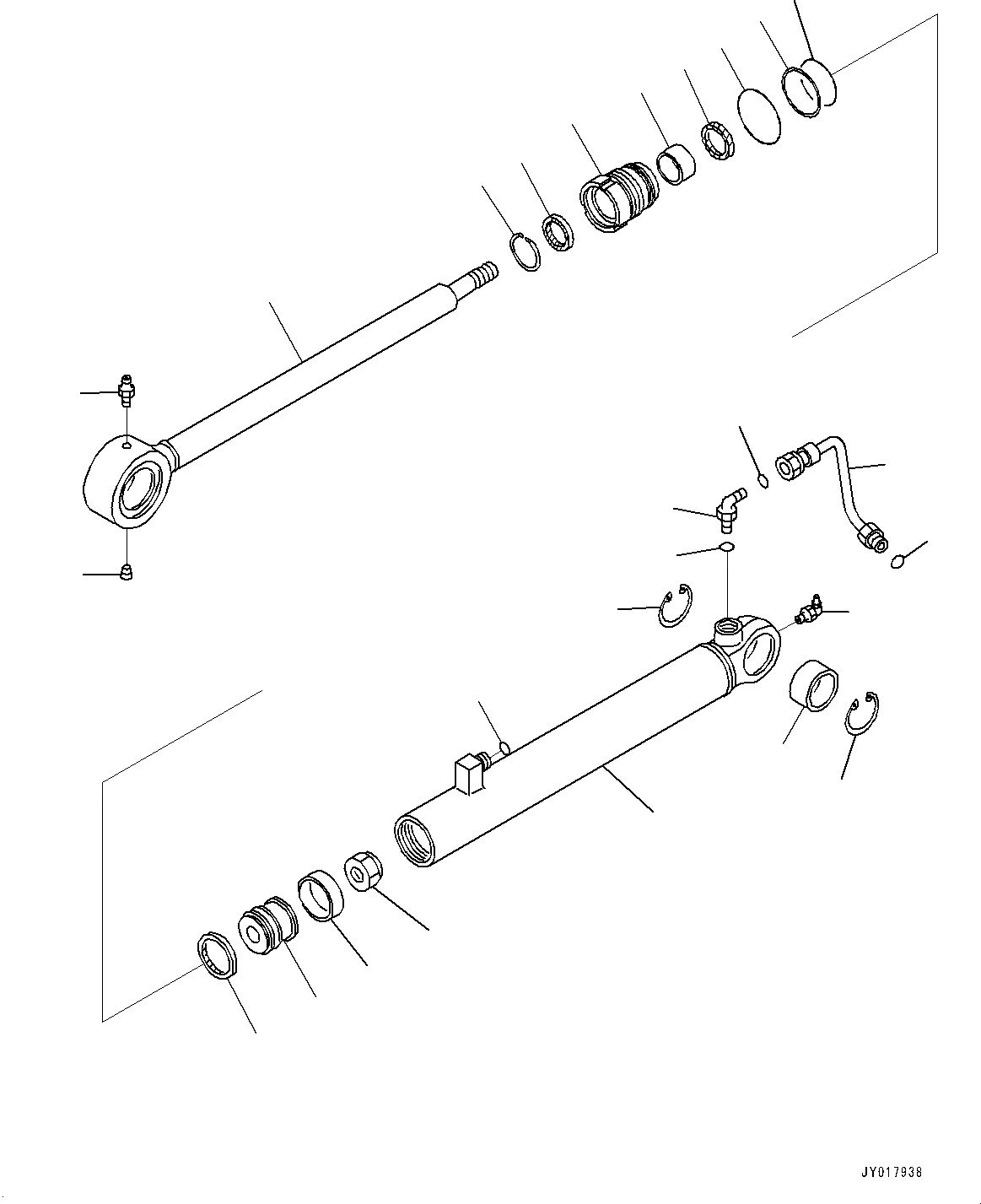Схема запчастей Komatsu GD755-5R - ПЕРЕДНИЙ МОСТ, ЦИЛИНДР РУЛЕВ. УПР-Я, ПРАВ. (№-) ПЕРЕДНИЙ МОСТ