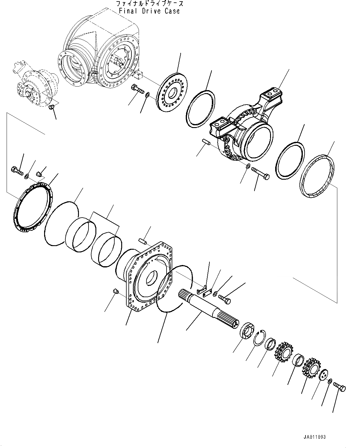 Схема запчастей Komatsu GD755-5R - ЗАДН. МОСТ, КОНЕЧНАЯ ПЕРЕДАЧА, ГТР ВАЛ (№-) ЗАДН. МОСТ