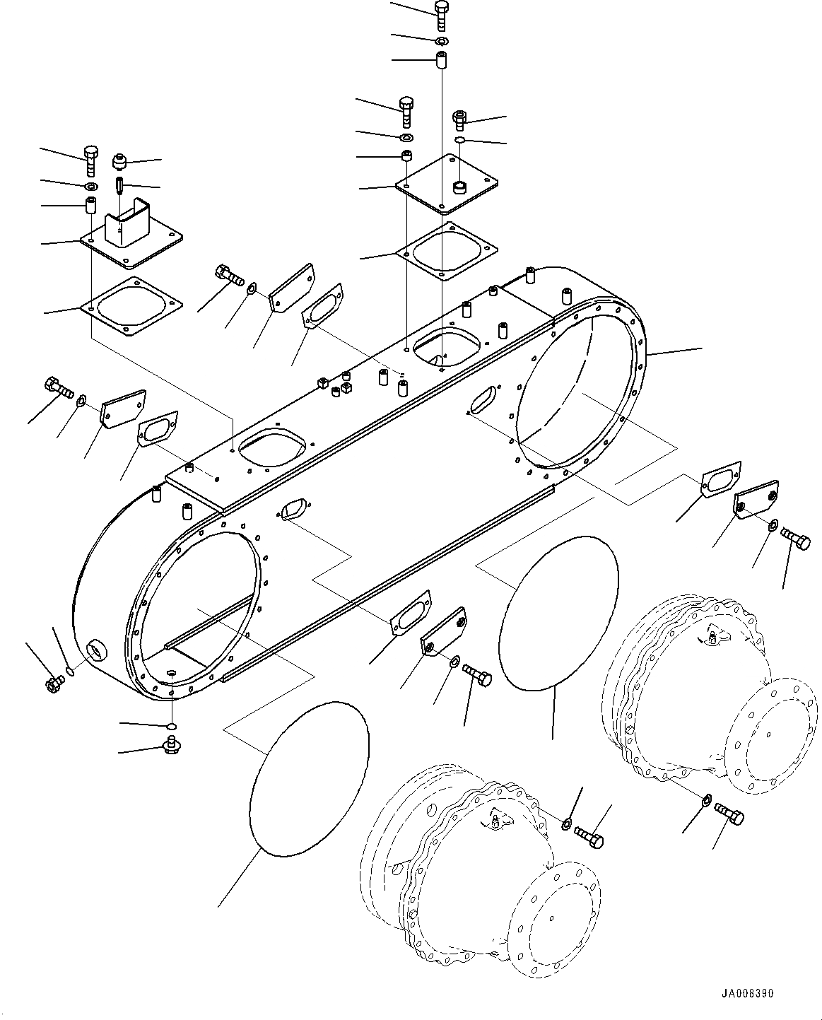Схема запчастей Komatsu GD755-5R - ЗАДН. МОСТ, СДВОЕНН. КОРПУС, ЛЕВ. (№-) ЗАДН. МОСТ