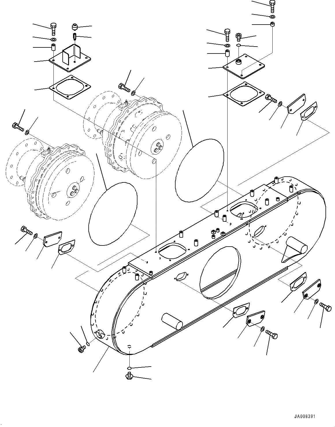 Схема запчастей Komatsu GD755-5R - ЗАДН. МОСТ, СДВОЕНН. КОРПУС, ПРАВ. (№-) ЗАДН. МОСТ