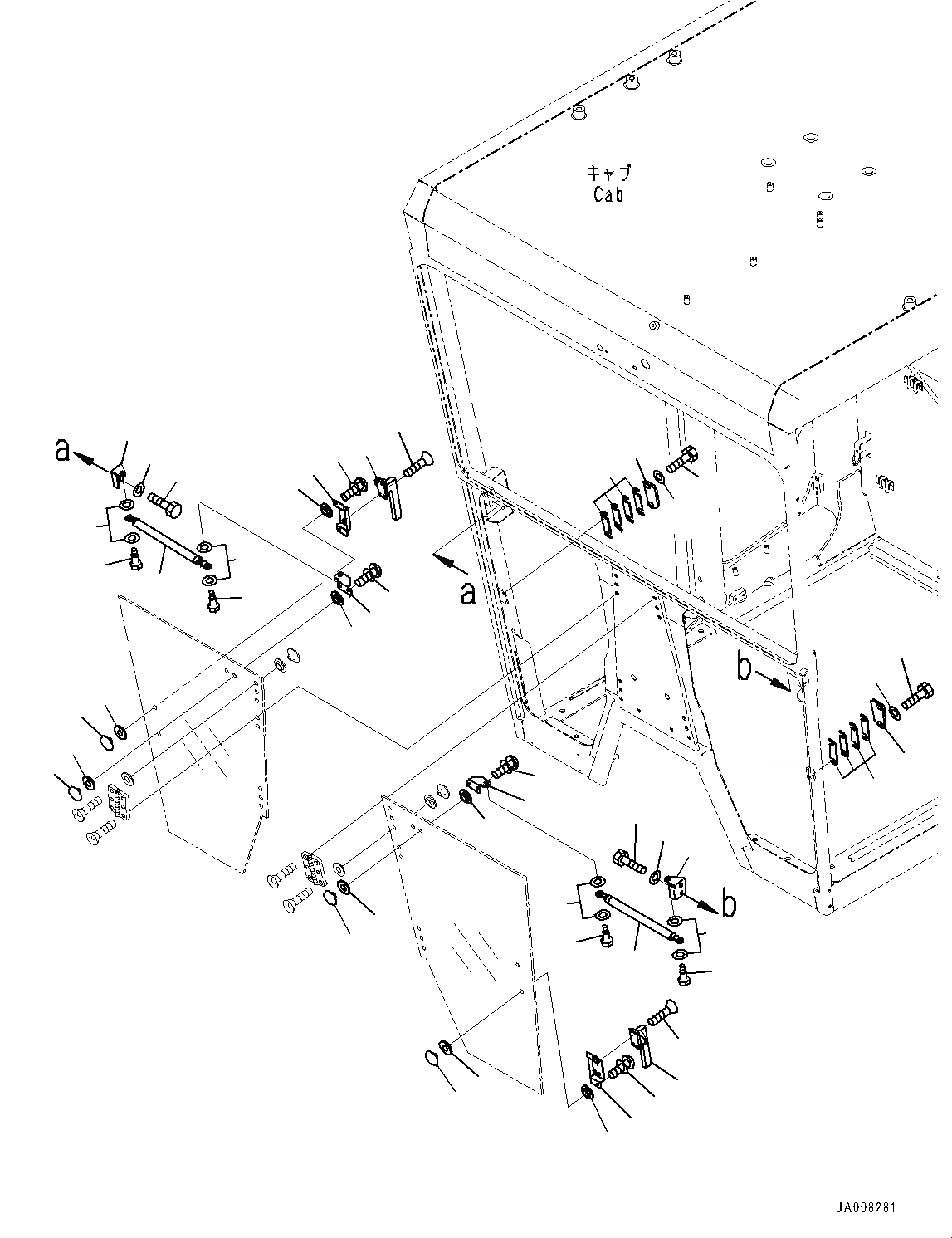 Схема запчастей Komatsu GD755-5R - КАБИНА ROPS, СТЕКЛА ОКНА И КОРПУС (№-) КАБИНА ROPS, С KOMTRAX, GPRS