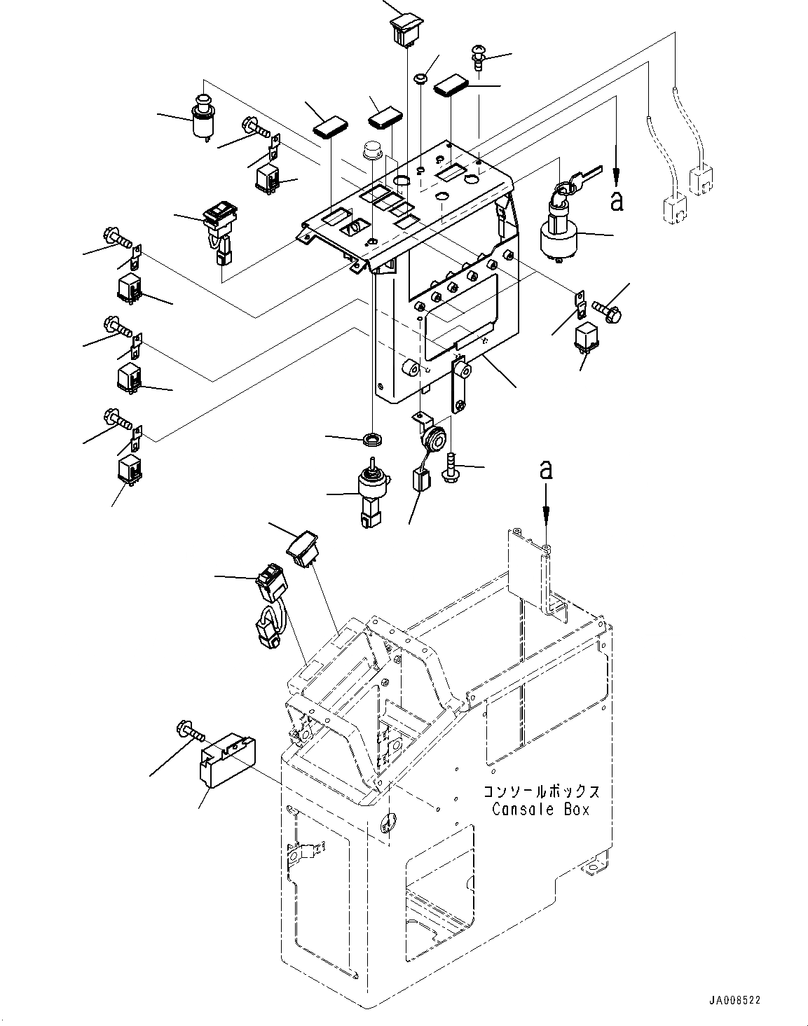 Схема запчастей Komatsu GD755-5R - ОСНОВН. КОНСТРУКЦИЯ, ПЕРЕКЛЮЧАТЕЛЬ И ПЕРЕКЛЮЧАТЕЛЬ ПАНЕЛЬ (№-) ОСНОВН. КОНСТРУКЦИЯ, С КОНДИЦИОНЕРОМ, ОТВАЛ АККУМУЛЯТОР, KOMTRAX