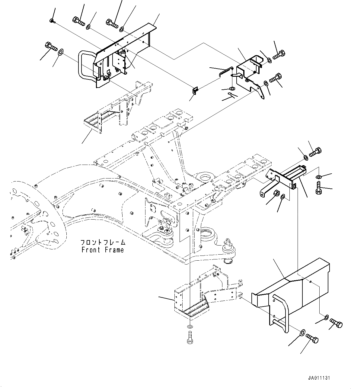 Схема запчастей Komatsu GD755-5R - ПЕРЕДН. РАМА COVER, ПОКРЫТИЕ ПОЛА (№-) ПЕРЕДН. РАМА COVER, БЕЗ ОТВАЛ АККУМУЛЯТОР