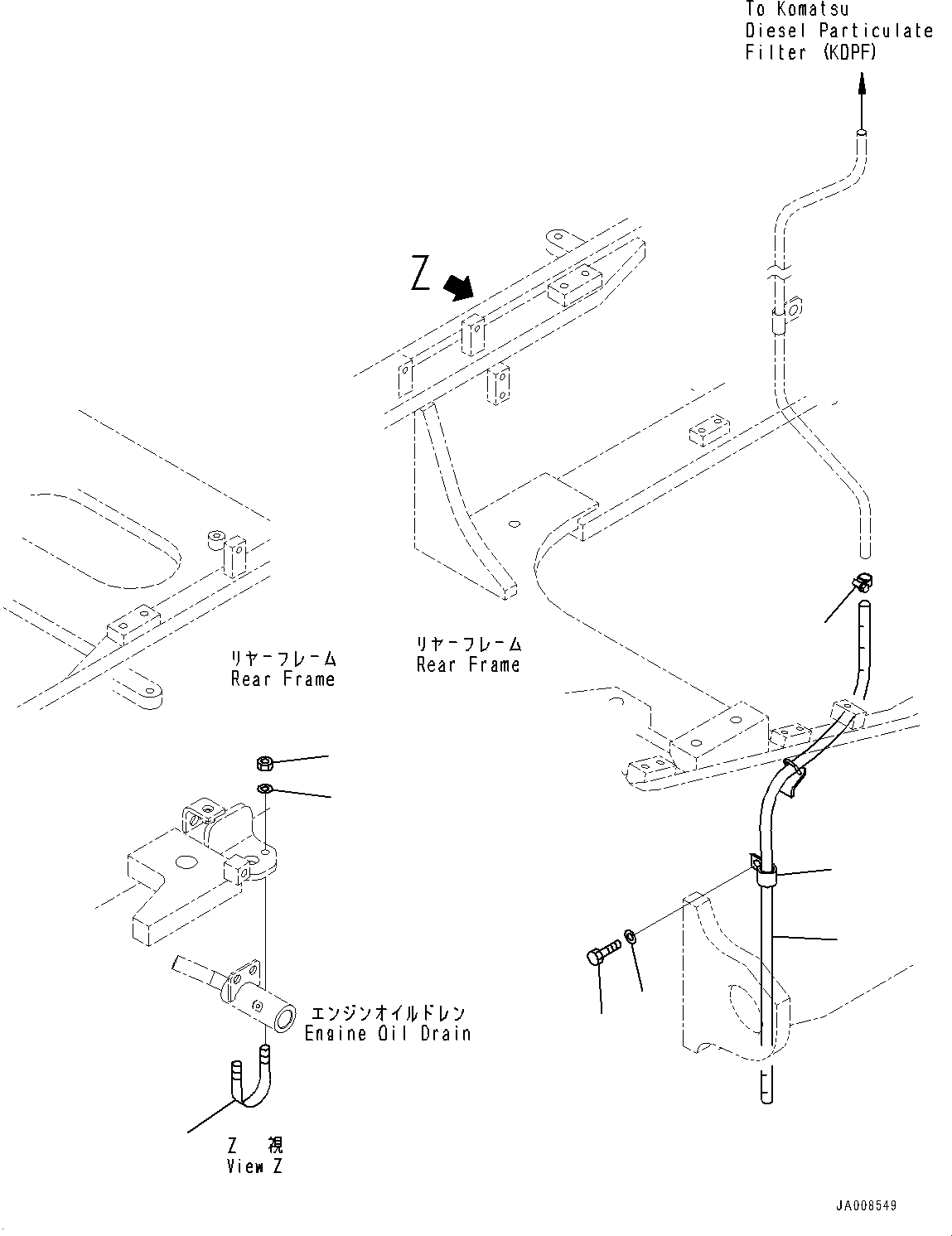 Схема запчастей Komatsu WA500-7 - КРЕПЛЕНИЕ ДВИГАТЕЛЯ, ДРЕНАЖН. ТРУБЫ (№-) КРЕПЛЕНИЕ ДВИГАТЕЛЯ
