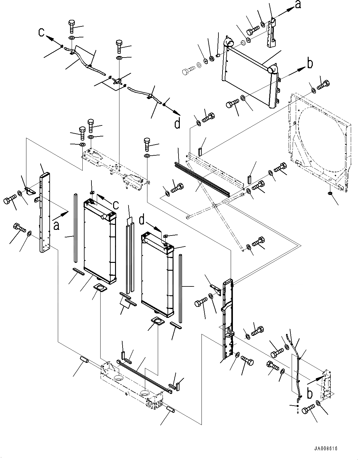 Схема запчастей Komatsu WA500-7 - РАДИАТОР, РАДИАТОР СЕРДЦЕВИНА И ПОСЛЕОХЛАДИТЕЛЬ (№-) РАДИАТОР, БЕЗ ТОРМОЗ. МАСЛ. СИСТЕМА ОХЛАЖДЕНИЯ