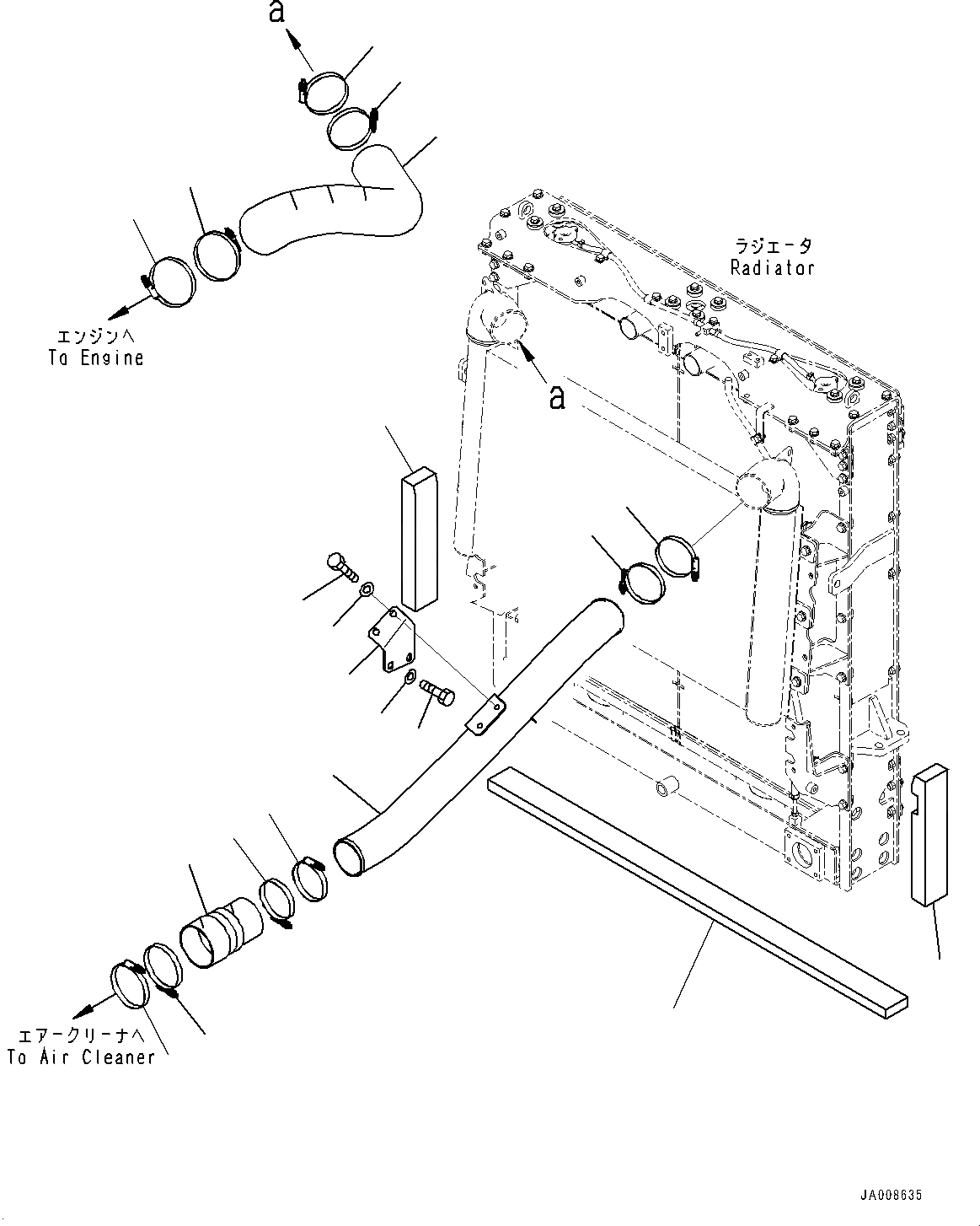 Схема запчастей Komatsu WA500-7 - РАДИАТОР, ПОСЛЕОХЛАДИТЕЛЬ ТРУБЫ (№-) РАДИАТОР, С ТОРМОЗ. МАСЛ. СИСТЕМА ОХЛАЖДЕНИЯ