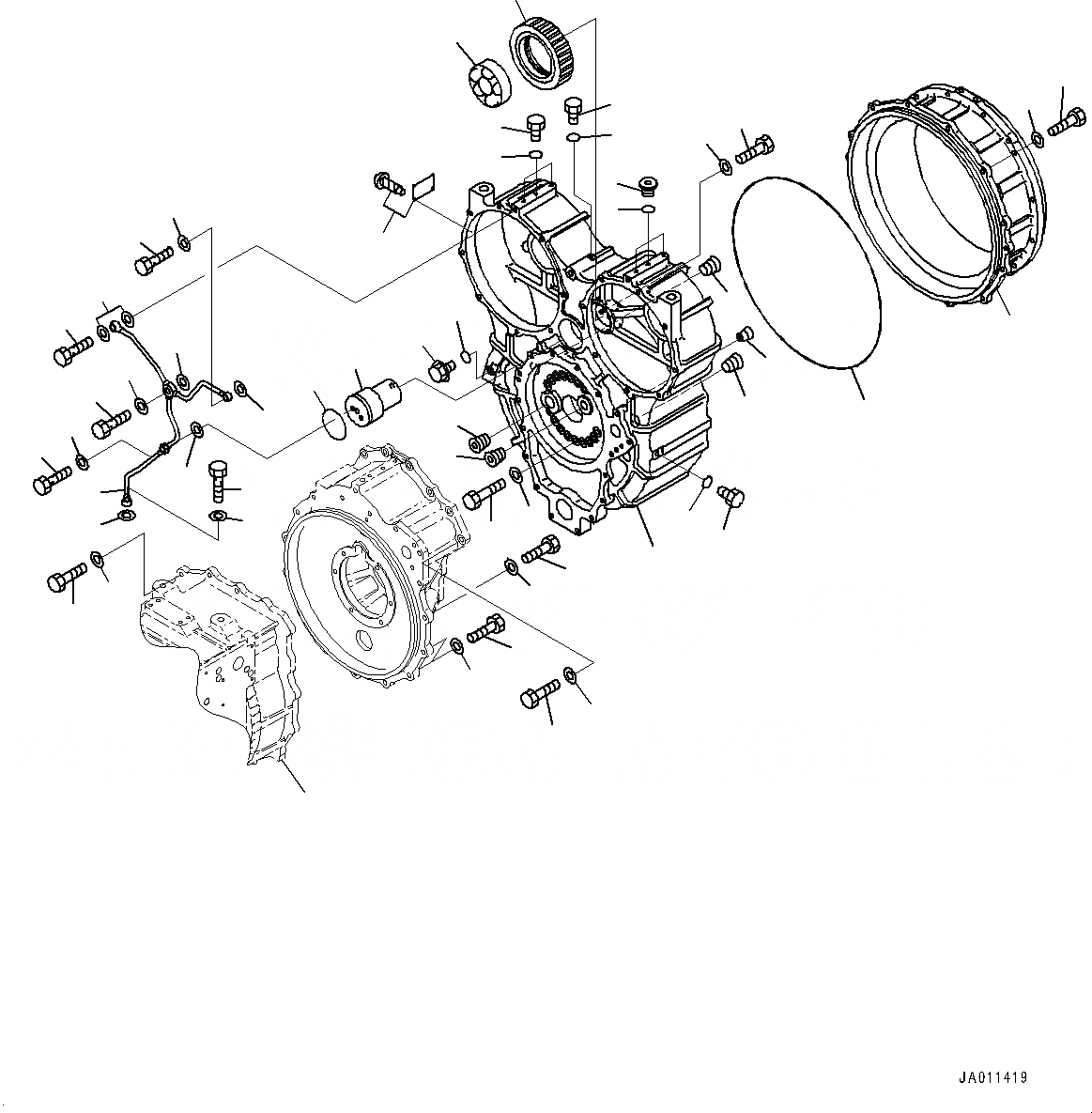Схема запчастей Komatsu WA500-7 - ГИДРОТРАНСФОРМАТОР И ТРАНСМИССИЯ, КОРПУС ГИДРОТРАНСФОРМАТОРА (/) (№(7)-) ГИДРОТРАНСФОРМАТОР И ТРАНСМИССИЯ, БЕЗ ЭКСТРЕНН. РУЛЕВ. УПРАВЛЕНИЕ, АВТОМАТИЧ. УПРАВЛ-Е ТИП