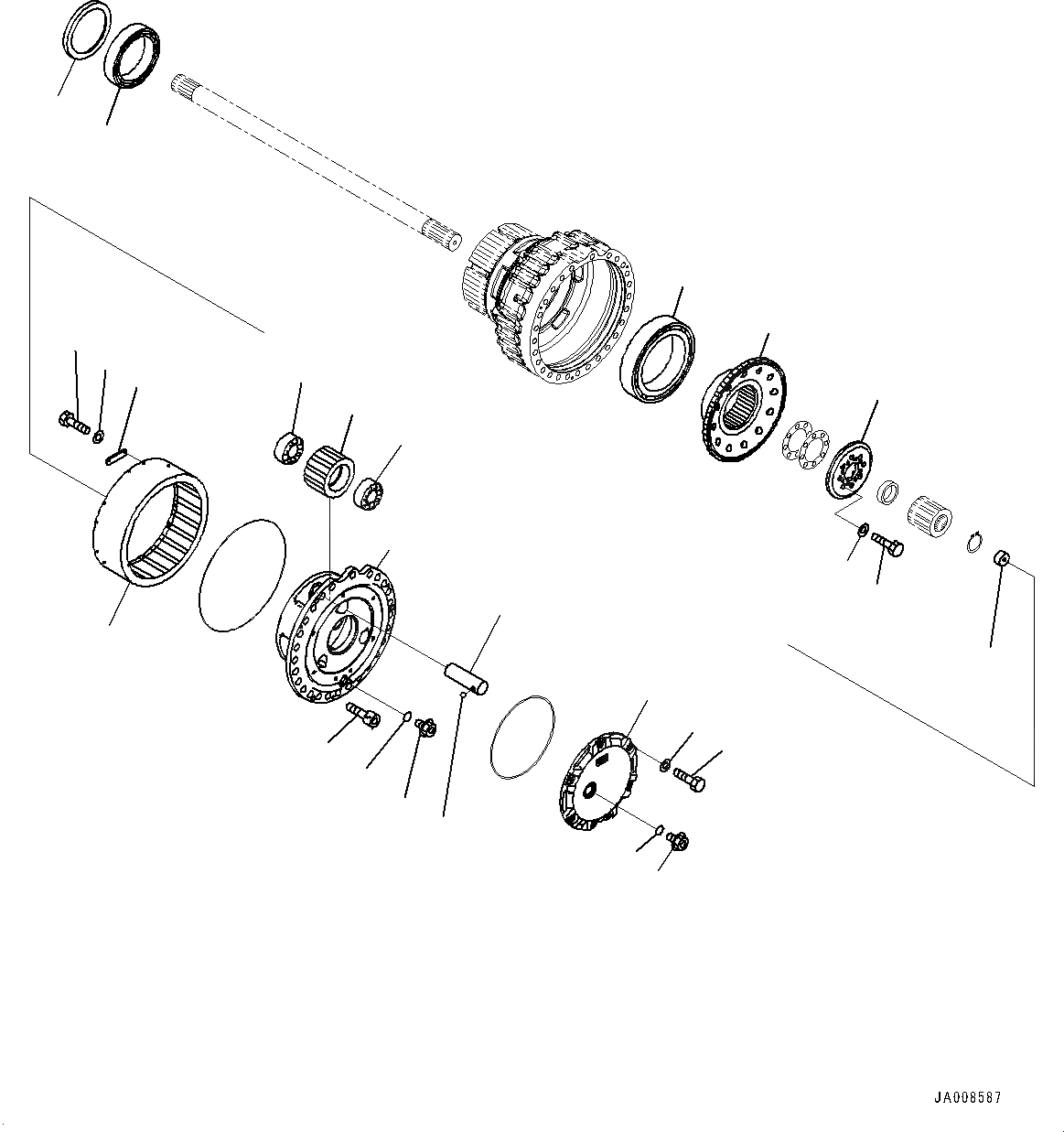 Схема запчастей Komatsu WA500-7 - ПЕРЕДНИЙ МОСТ, КОНЕЧНАЯ ПЕРЕДАЧА ЛЕВ. (/) (№-) ПЕРЕДНИЙ МОСТ, БЕЗ САМОБЛОКИР. ДИФФЕРЕНЦ.