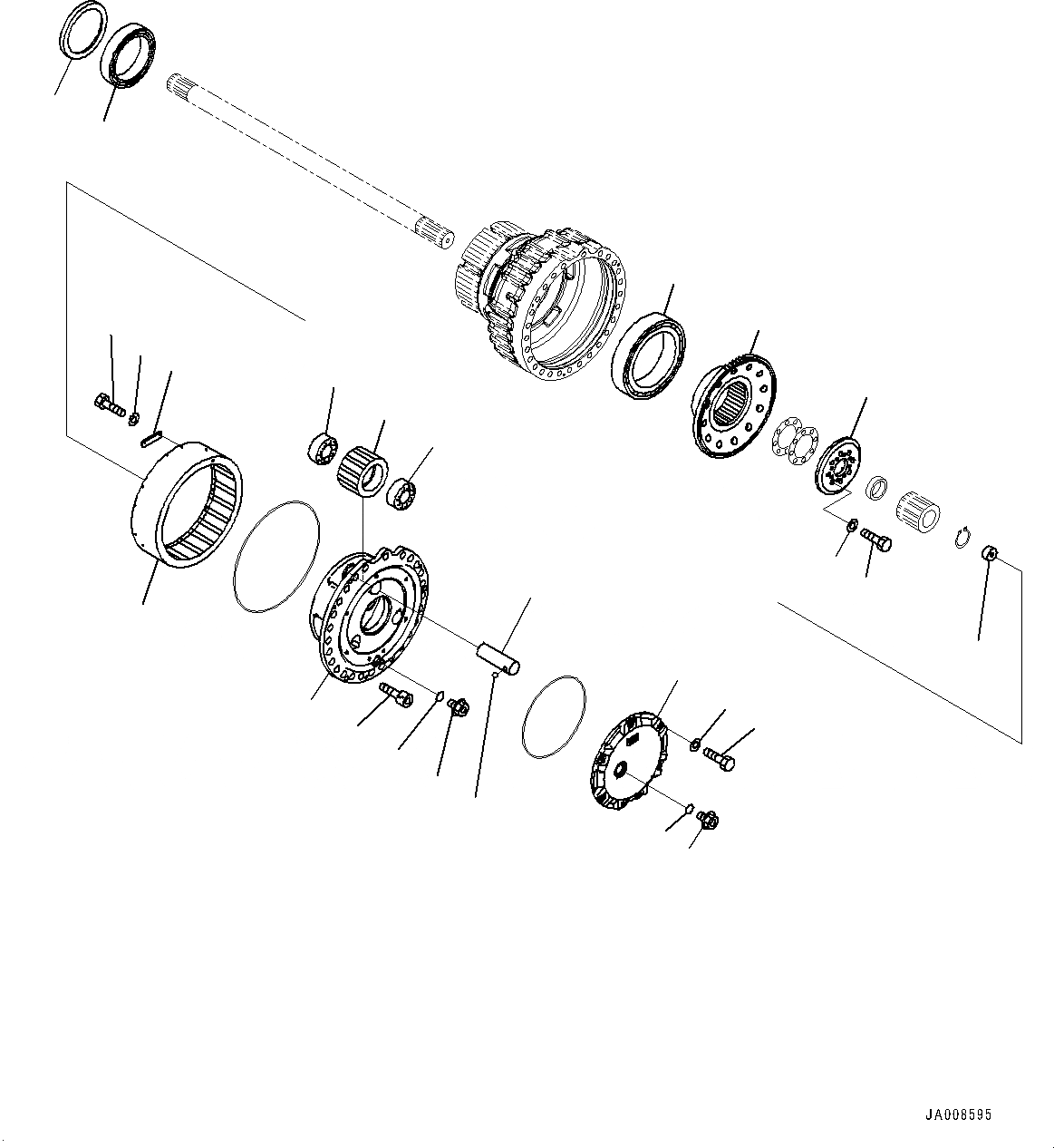 Схема запчастей Komatsu WA500-7 - ЗАДН. МОСТ, КОНЕЧНАЯ ПЕРЕДАЧА ЛЕВ. (/) (№-) ЗАДН. МОСТ, БЕЗ САМОБЛОКИР. ДИФФЕРЕНЦ.