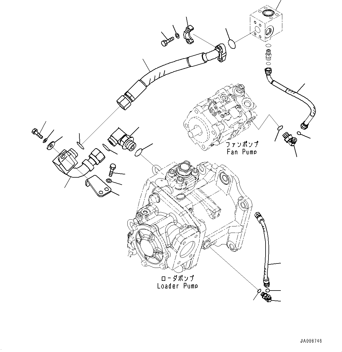 Схема запчастей Komatsu WA500-7 - ГИДРОЛИНИЯ, НАСОС ДРЕНАЖН. ТРУБЫ (№-) ГИДРОЛИНИЯ, С 3-Х СЕКЦ. КОНТР. КЛАПАНОМ, ECSS, ПОГРУЗ. METER