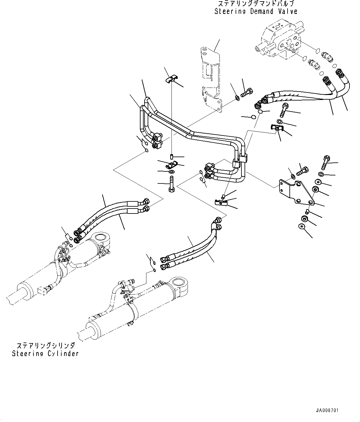 Схема запчастей Komatsu WA500-7 - РУЛЕВ. УПРАВЛЕНИЕ ГИДРОЛИНИЯ, ЦИЛИНДР РУЛЕВ. УПР-Я ТРУБЫ (№-) РУЛЕВ. УПРАВЛЕНИЕ ГИДРОЛИНИЯ, БЕЗ ЭКСТРЕНН. РУЛЕВ. УПРАВЛЕНИЕ, АВТОМАТИЧ. УПРАВЛ-Е ТИП