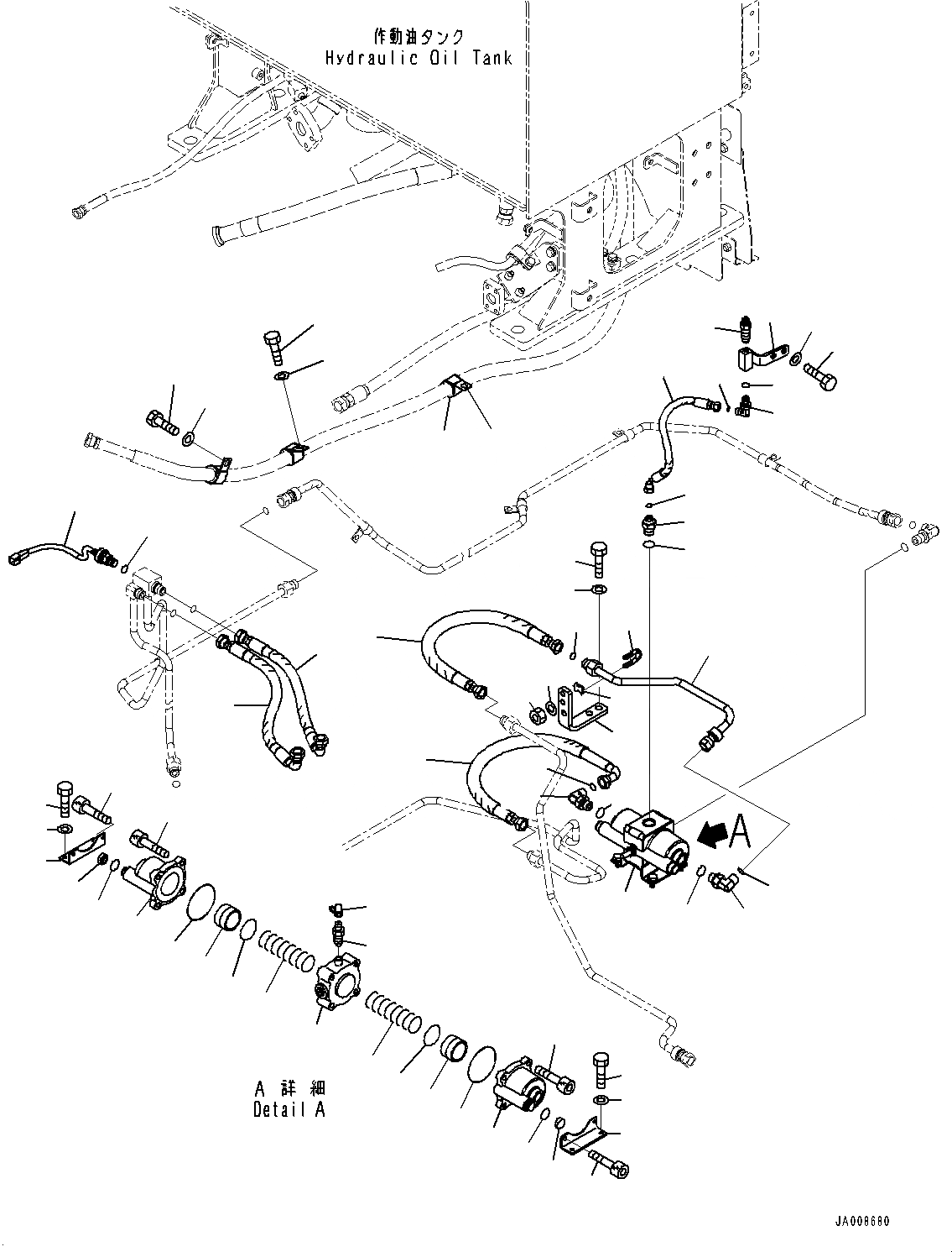 Схема запчастей Komatsu WA500-7 - ТОРМОЗНАЯ ГИДРОЛИНИЯ, ЗАДН. ТРУБЫ (/) (№-) ТОРМОЗНАЯ ГИДРОЛИНИЯ, С АВТОМАТИЧ.-СИСТ. СМАЗКИ СИСТЕМА