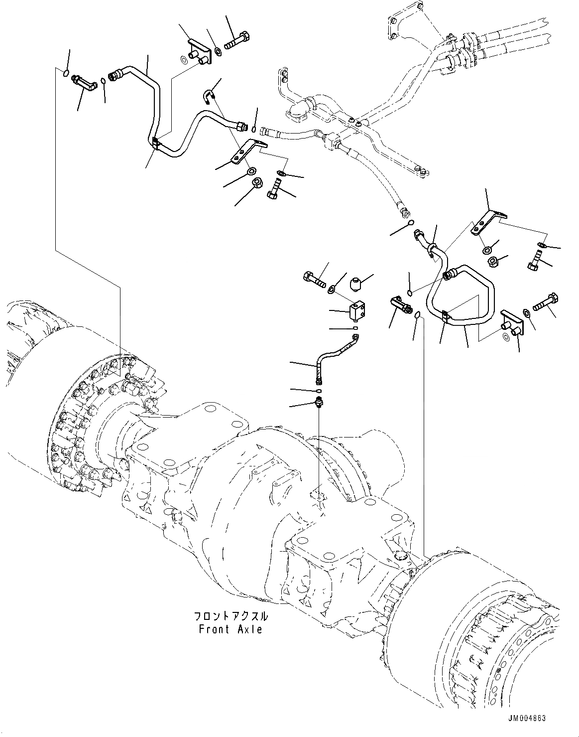 Схема запчастей Komatsu WA500-7 - ТОРМОЗНАЯ ГИДРОЛИНИЯ, ЛИНИЯ ОХЛАЖДЕНИЯ, ПЕРЕДНИЙ МОСТ (/) (№-) ТОРМОЗНАЯ ГИДРОЛИНИЯ, С ТОРМОЗ. МАСЛ. СИСТЕМА ОХЛАЖДЕНИЯ, АВТОМАТИЧ.-СИСТ. СМАЗКИ СИСТЕМА