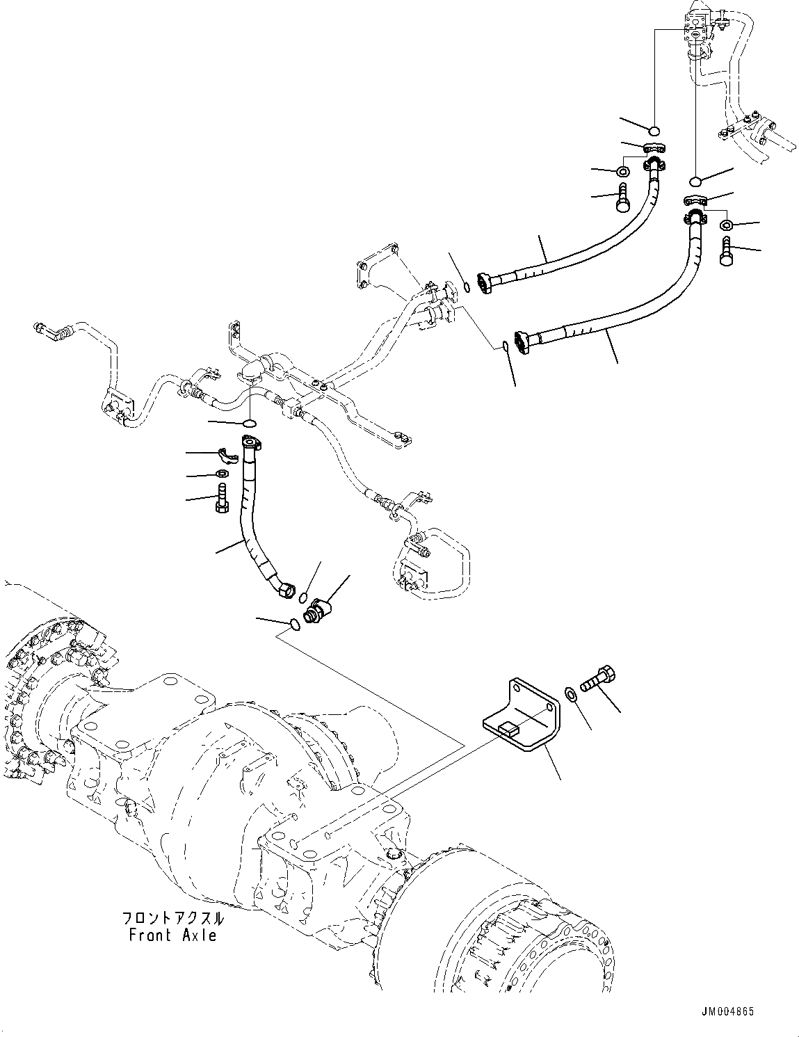Схема запчастей Komatsu WA500-7 - ТОРМОЗНАЯ ГИДРОЛИНИЯ, ЛИНИЯ ОХЛАЖДЕНИЯ, ПЕРЕДНИЙ МОСТ (/) (№-) ТОРМОЗНАЯ ГИДРОЛИНИЯ, С ТОРМОЗ. МАСЛ. СИСТЕМА ОХЛАЖДЕНИЯ
