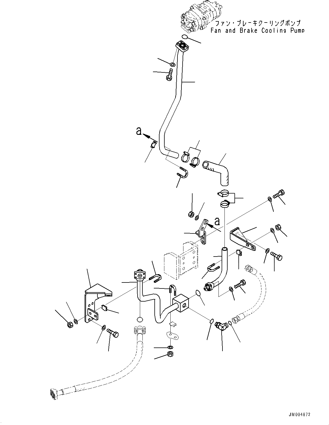 Схема запчастей Komatsu WA500-7 - ТОРМОЗНАЯ ГИДРОЛИНИЯ, ЛИНИЯ ОХЛАЖДЕНИЯ, ПЕРЕДНИЙ МОСТ (/) (№-) ТОРМОЗНАЯ ГИДРОЛИНИЯ, С ТОРМОЗ. МАСЛ. СИСТЕМА ОХЛАЖДЕНИЯ