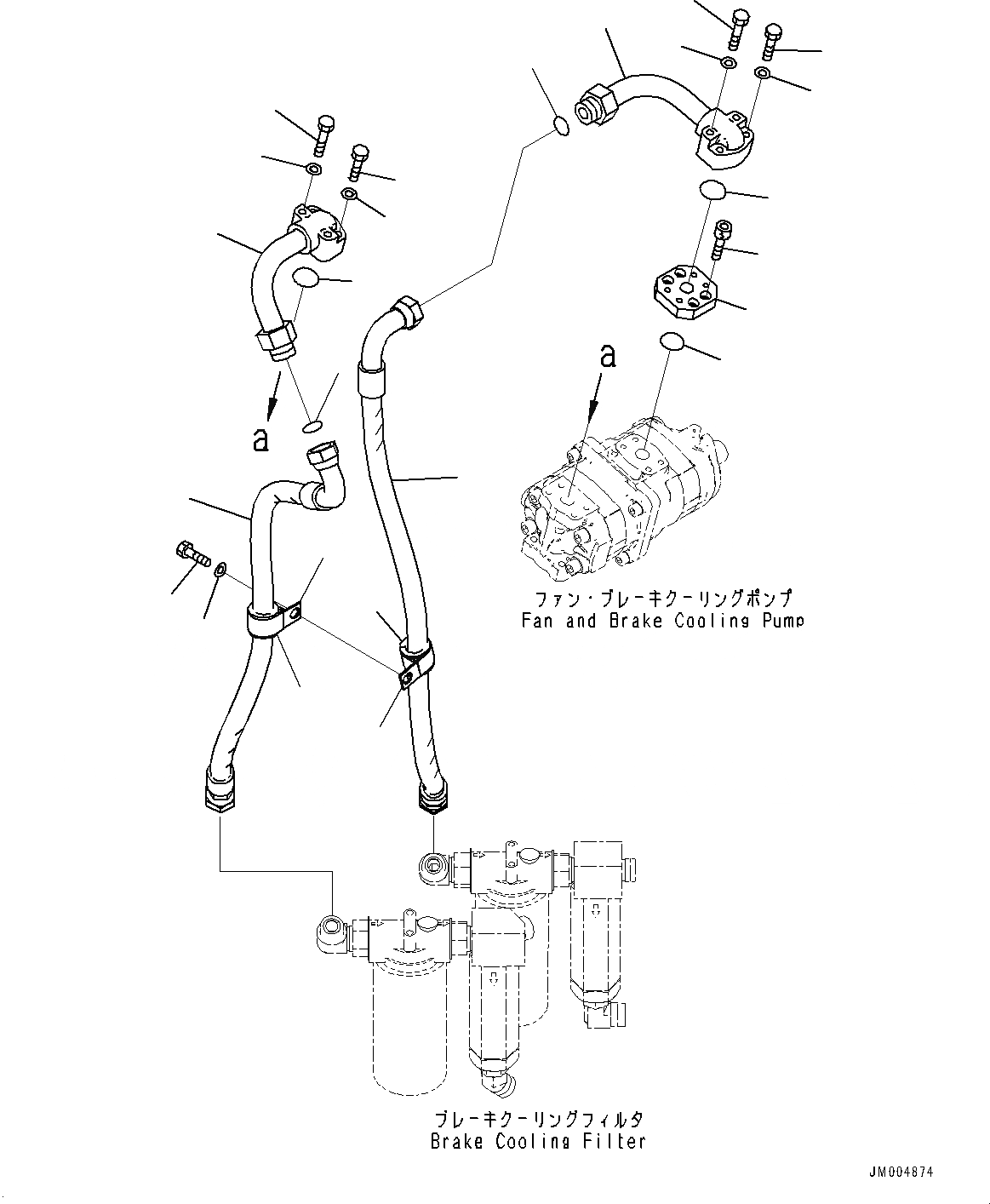 Схема запчастей Komatsu WA500-7 - ТОРМОЗНАЯ ГИДРОЛИНИЯ, ЛИНИЯ ОХЛАЖДЕНИЯ, ЗАДН., НАСОС - ФИЛЬТР. (№-) ТОРМОЗНАЯ ГИДРОЛИНИЯ, С ТОРМОЗ. МАСЛ. СИСТЕМА ОХЛАЖДЕНИЯ