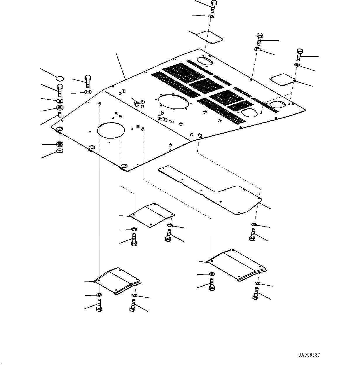 Схема запчастей Komatsu WA500-7 - ДВЕРЦЫ КАПОТА, ВЕРХН. КАПОТ (№-) ДВЕРЦЫ КАПОТА, С ЗАДН. ПОЛН. КРЫЛО