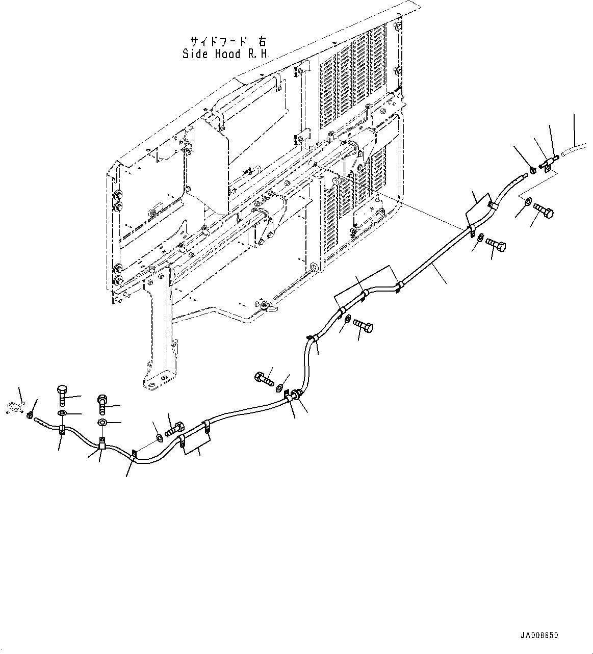 Схема запчастей Komatsu WA500-7 - ДВЕРЦЫ КАПОТА, SUB-БАК ТРУБЫ (№-) ДВЕРЦЫ КАПОТА, С ЗАДН. ПОЛН. КРЫЛО