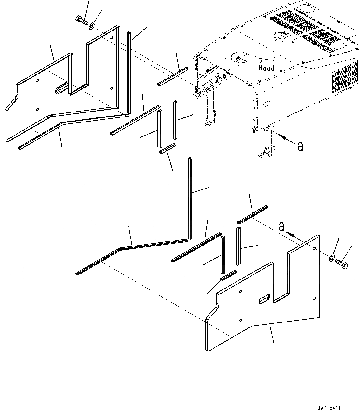 Схема запчастей Komatsu WA500-7 - ДВЕРЦЫ КАПОТА,  ПАНЕЛЬ (№-) ДВЕРЦЫ КАПОТА, С ЗАДН. ПОЛН. КРЫЛО