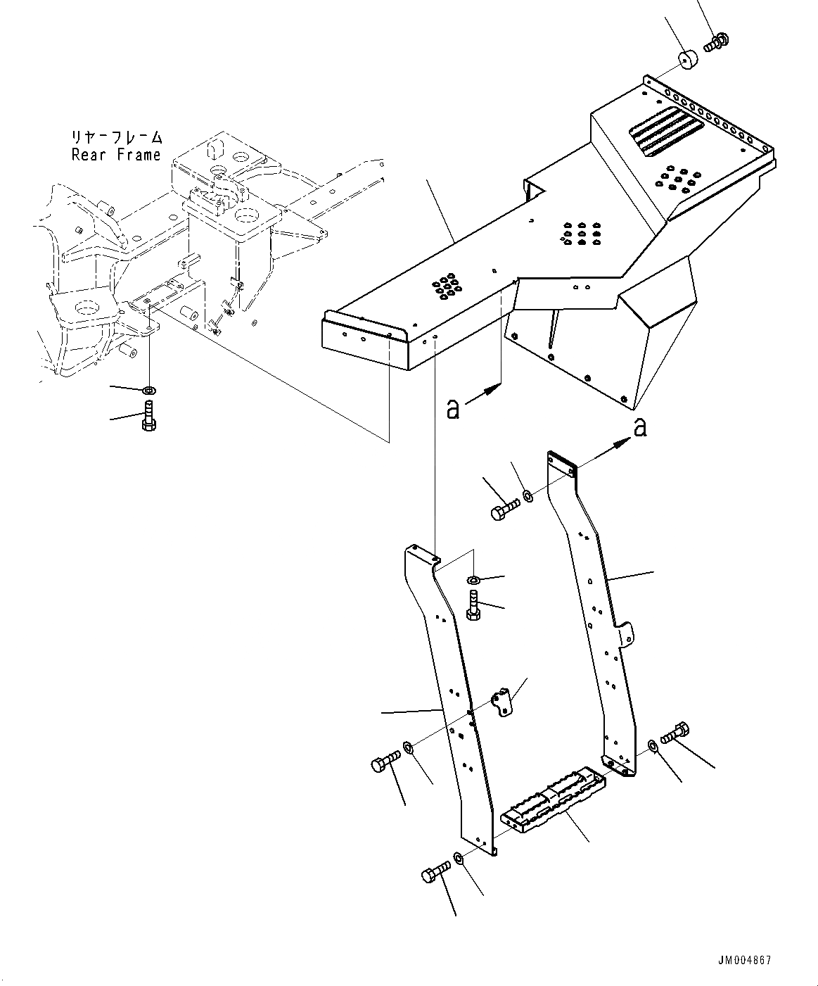 Схема запчастей Komatsu WA500-7 - ЛЕСТНИЦА, ПОЛ И СТУПЕНИ ЛЕВ. (№7-) ЛЕСТНИЦА, БЕЗ ТОПЛИВН. БЫСТР. ЗАПРАВ. СИСТЕМА