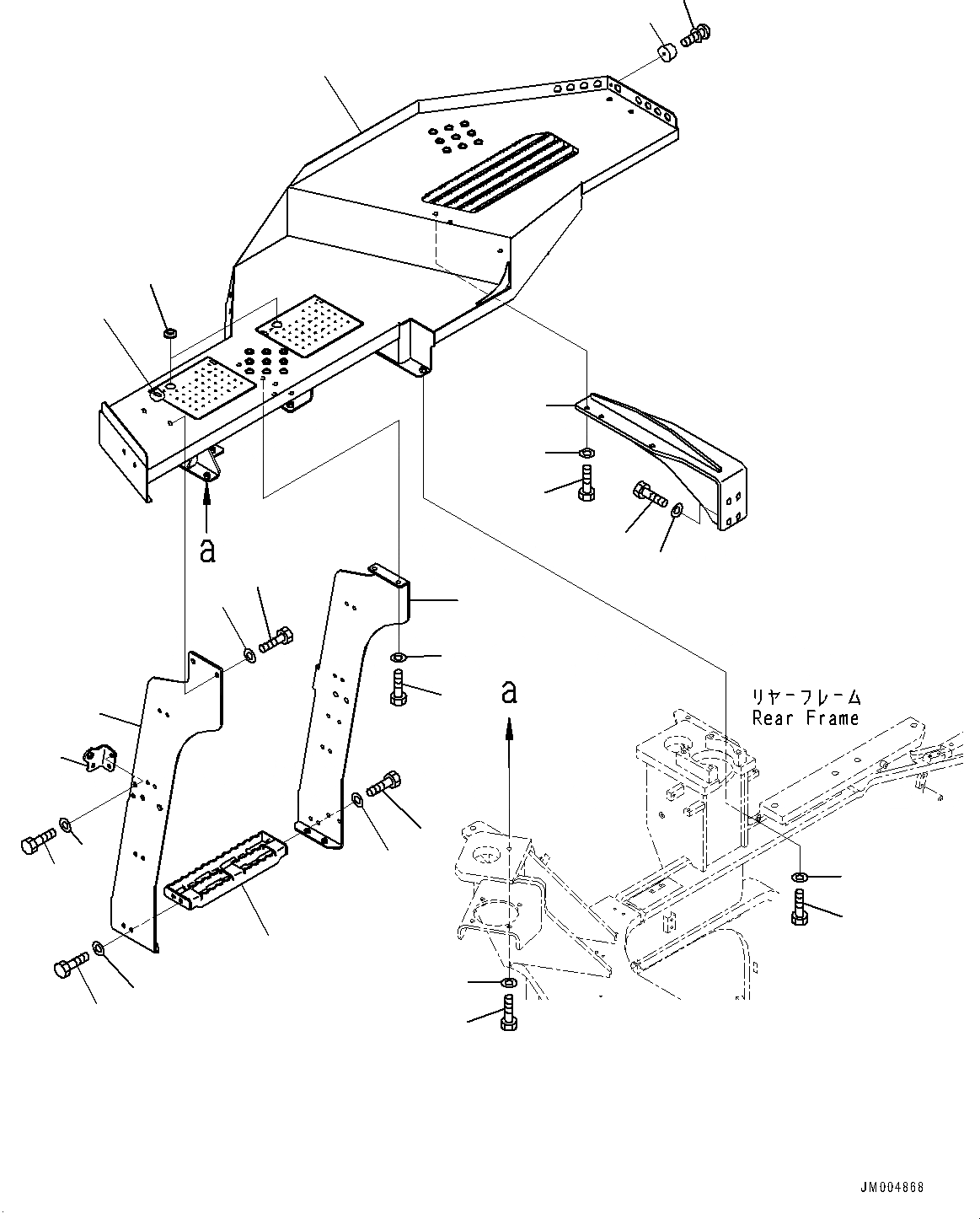 Схема запчастей Komatsu WA500-7 - ЛЕСТНИЦА, ПОЛ И СТУПЕНИ ПРАВ. (№7-) ЛЕСТНИЦА, БЕЗ ТОПЛИВН. БЫСТР. ЗАПРАВ. СИСТЕМА