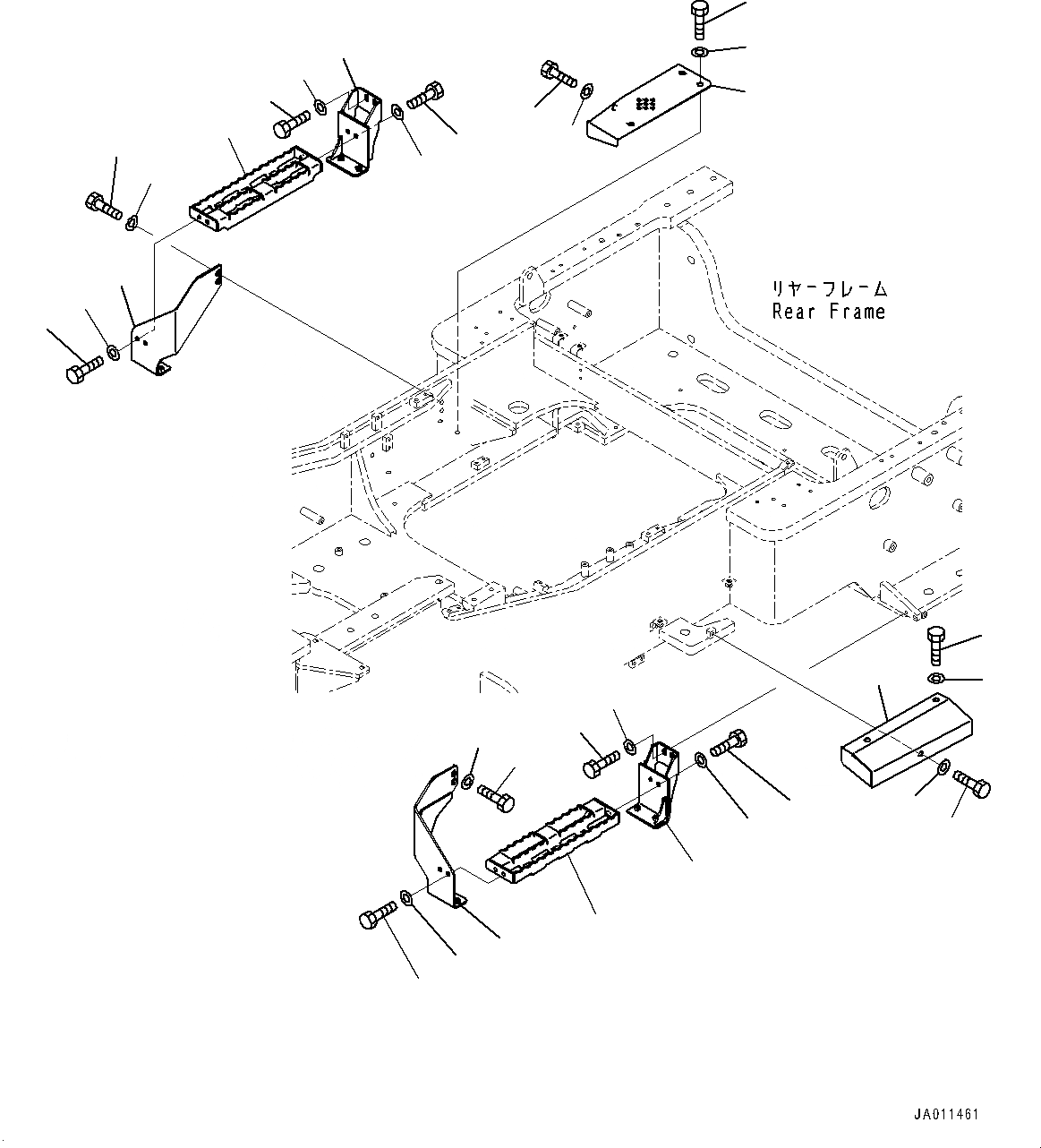 Схема запчастей Komatsu WA500-7 - ЛЕСТНИЦА, ЗАДН. СТУПЕНИ (№7-) ЛЕСТНИЦА, БЕЗ ТОПЛИВН. БЫСТР. ЗАПРАВ. СИСТЕМА