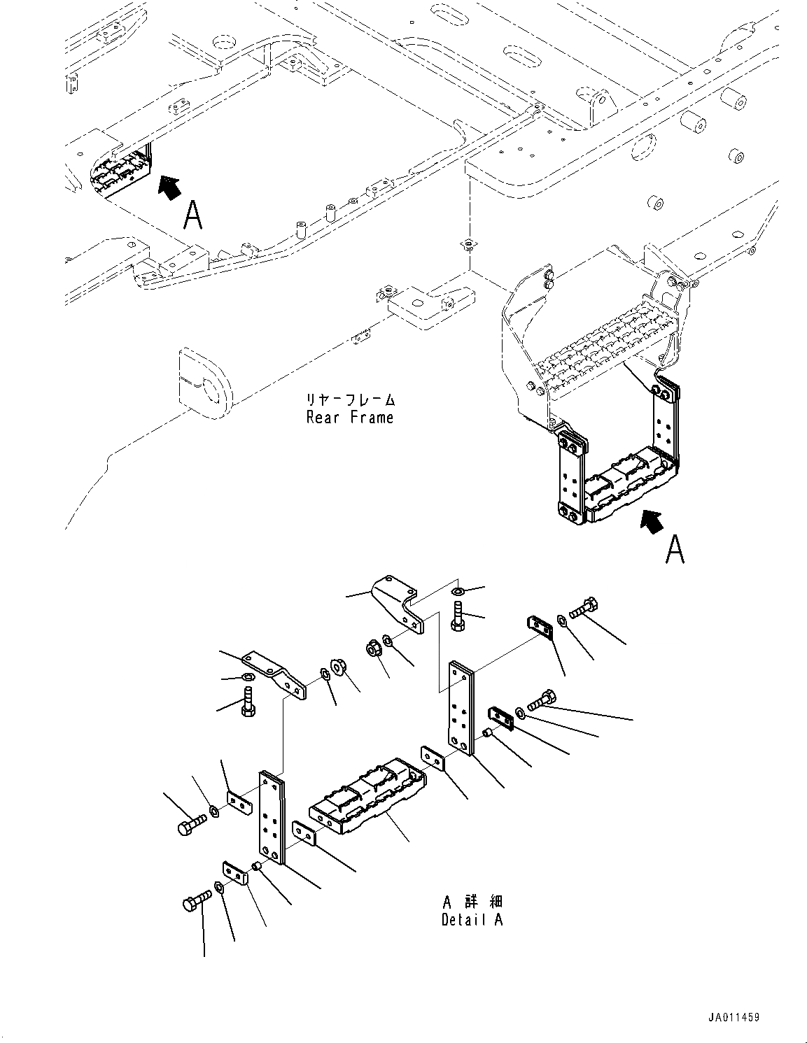 Схема запчастей Komatsu WA500-7 - ЛЕСТНИЦА, ПЕРЕДН. СТУПЕНИ (/) (№7-) ЛЕСТНИЦА, БЕЗ ТОПЛИВН. БЫСТР. ЗАПРАВ. СИСТЕМА