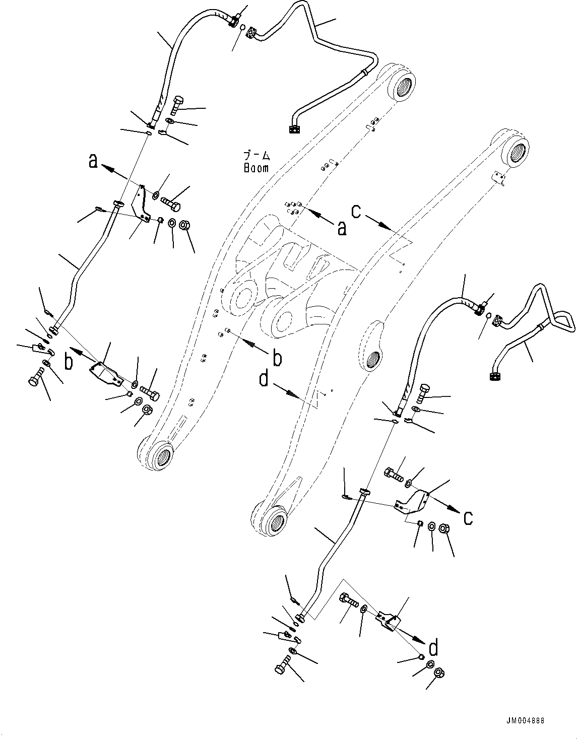 Схема запчастей Komatsu WA500-7 - СТРЕЛА И BELL CRANK, ТРУБЫ (№-) СТРЕЛА И BELL CRANK, С 3-Х СЕКЦ. КОНТР. КЛАПАНОМ
