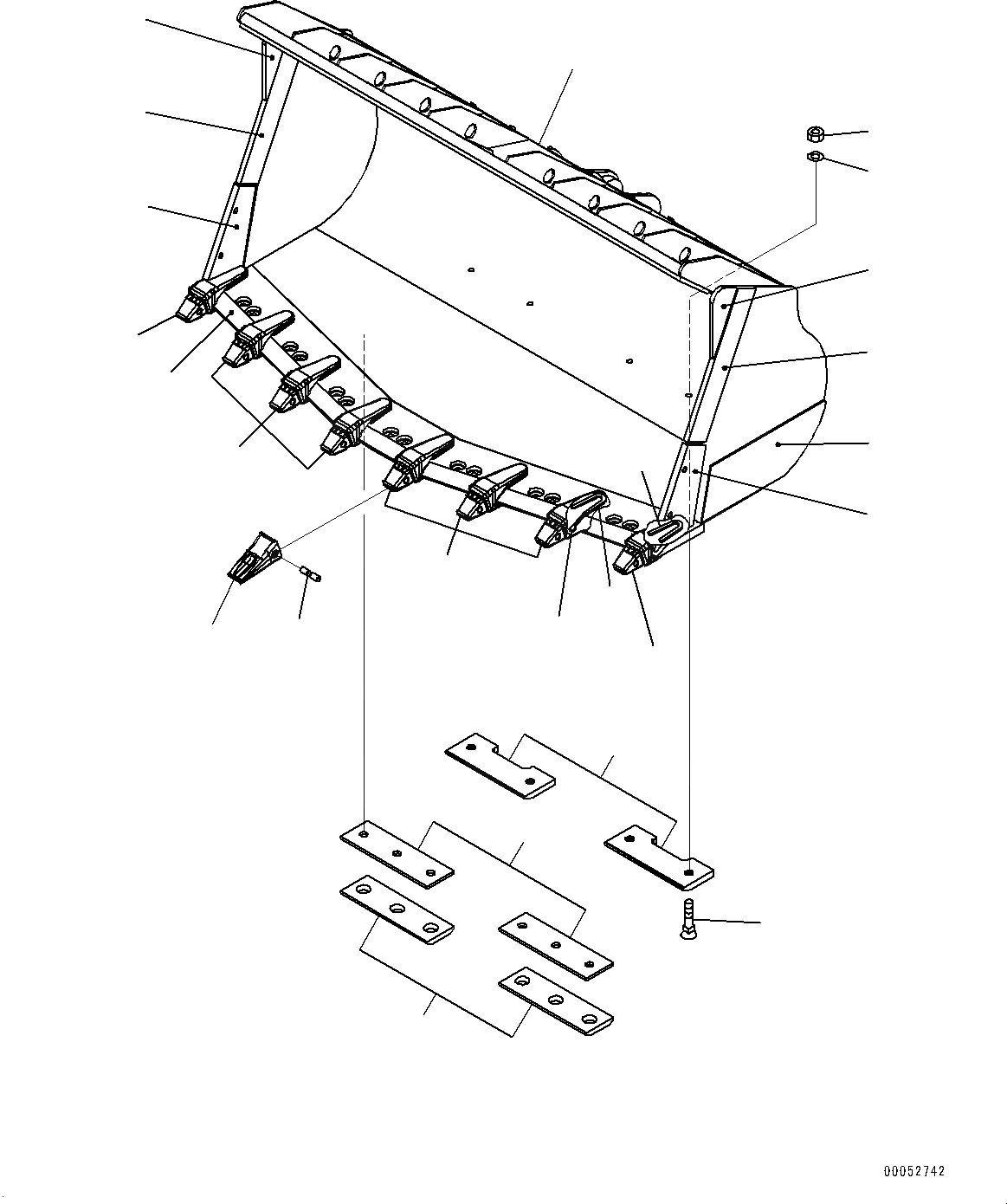 Схема запчастей Komatsu WA500-7 - V-ОБРАЗН ROCK КОВШ (№-) V-ОБРАЗН ROCK КОВШ, .7M, СЕГМЕНТН. КРОМКА .M, MM ШИР., TIP TOOTH