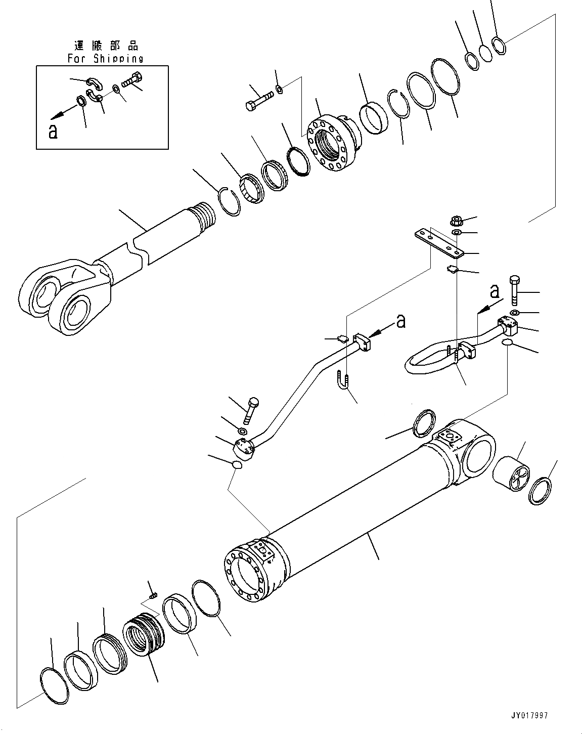 Схема запчастей Komatsu WA500-7 - ГИДРОЦИЛИНДР ПОДЪЕМА, ПРАВ. (№-) ГИДРОЦИЛИНДР ПОДЪЕМА, С АВТОМАТИЧ.-СИСТ. СМАЗКИ СИСТЕМА