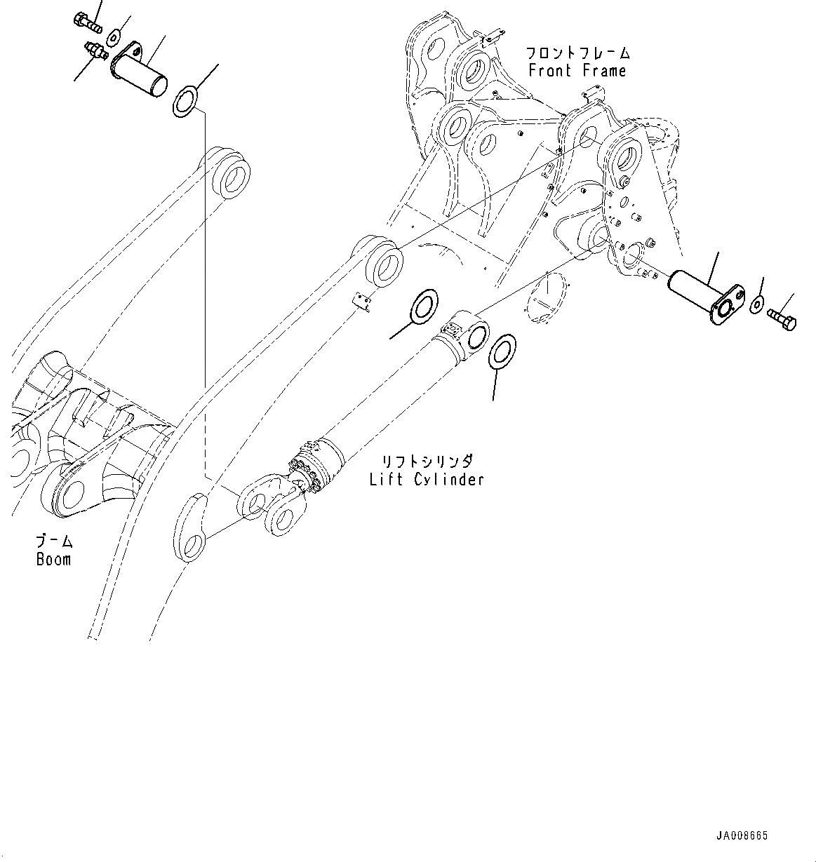 Схема запчастей Komatsu WA500-7 - ГИДРОЦИЛИНДР ПОДЪЕМА, ПАЛЕЦ (№-) ГИДРОЦИЛИНДР ПОДЪЕМА, БЕЗ АВТОМАТИЧ.-СИСТ. СМАЗКИ СИСТЕМА