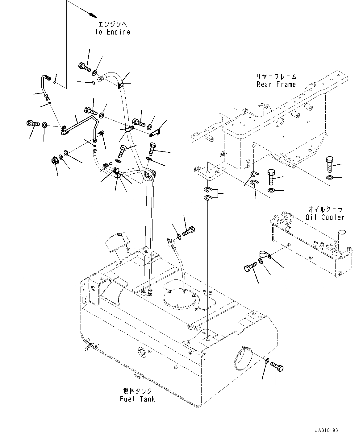 Схема запчастей Komatsu WA500-7 - ТОПЛИВН. БАК., КРЕПЛЕНИЕ ТОПЛИВН. БАК.