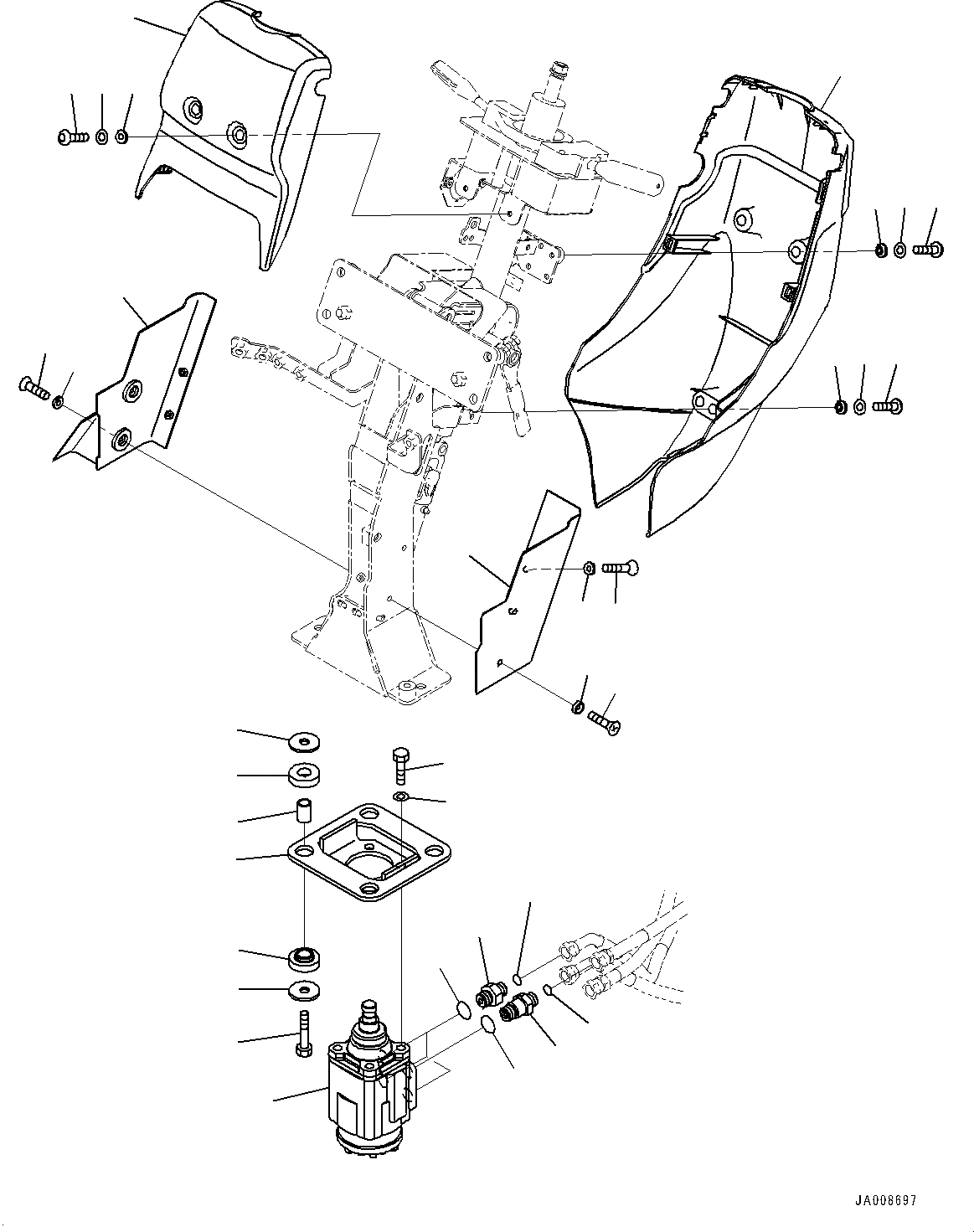Схема запчастей Komatsu WA500-7 - КАБИНА ROPS И ОСНОВН. КОНСТРУКЦИЯ ГРУППА, РУЛЕВ. КОЛОН. COVER КАБИНА ROPS И ОСНОВН. КОНСТРУКЦИЯ ГРУППА