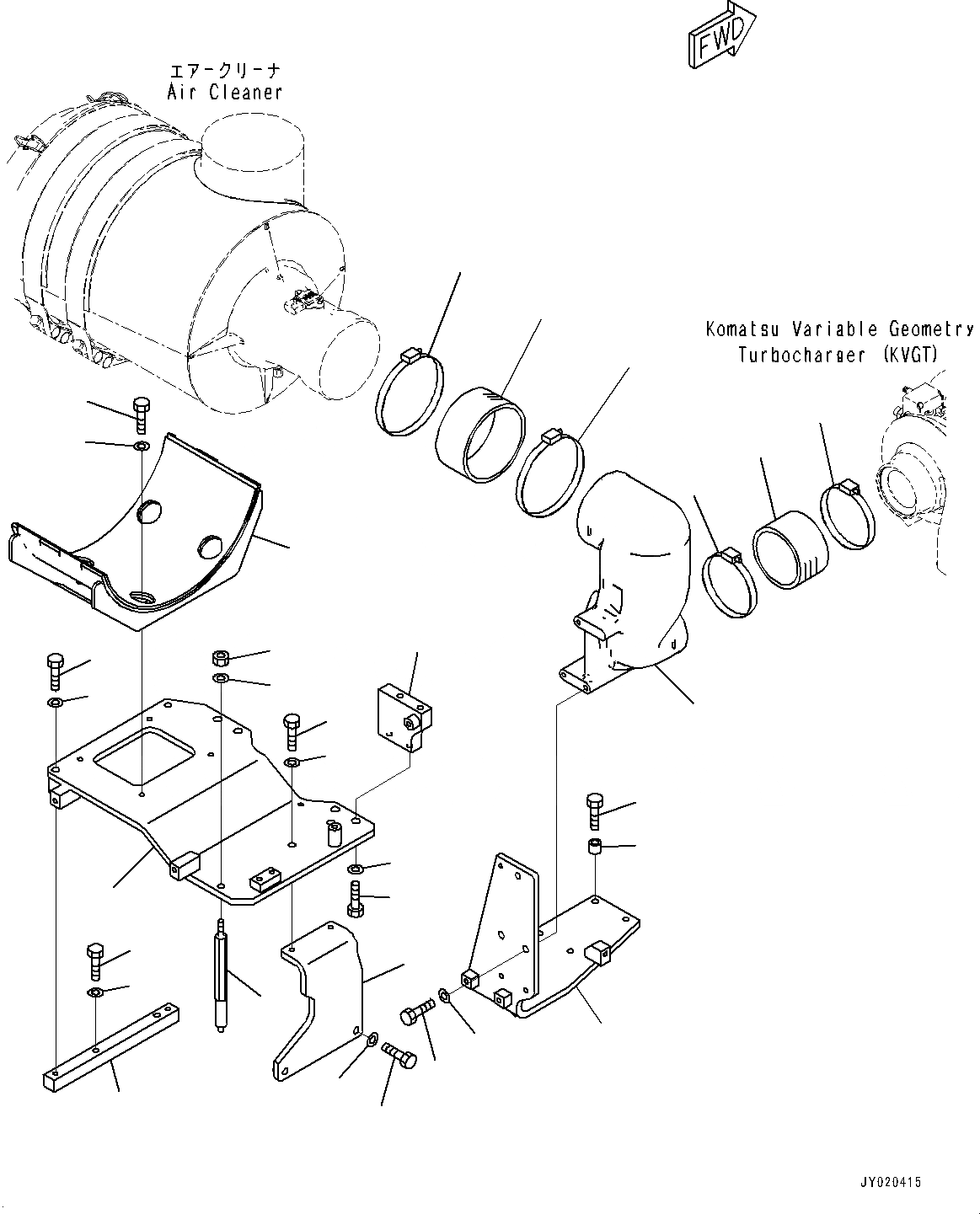 Схема запчастей Komatsu SAA6D140E-6C - ВОЗДУХООЧИСТИТЕЛЬ, ТРУБЫ (№7-) ВОЗДУХООЧИСТИТЕЛЬ