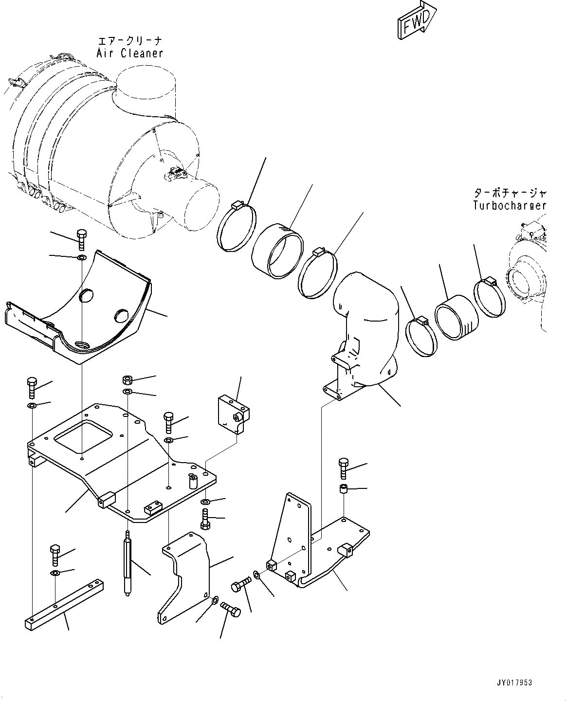 Схема запчастей Komatsu SAA6D140E-6C - ВОЗДУХООЧИСТИТЕЛЬ, ТРУБЫ ВОЗДУХООЧИСТИТЕЛЬ